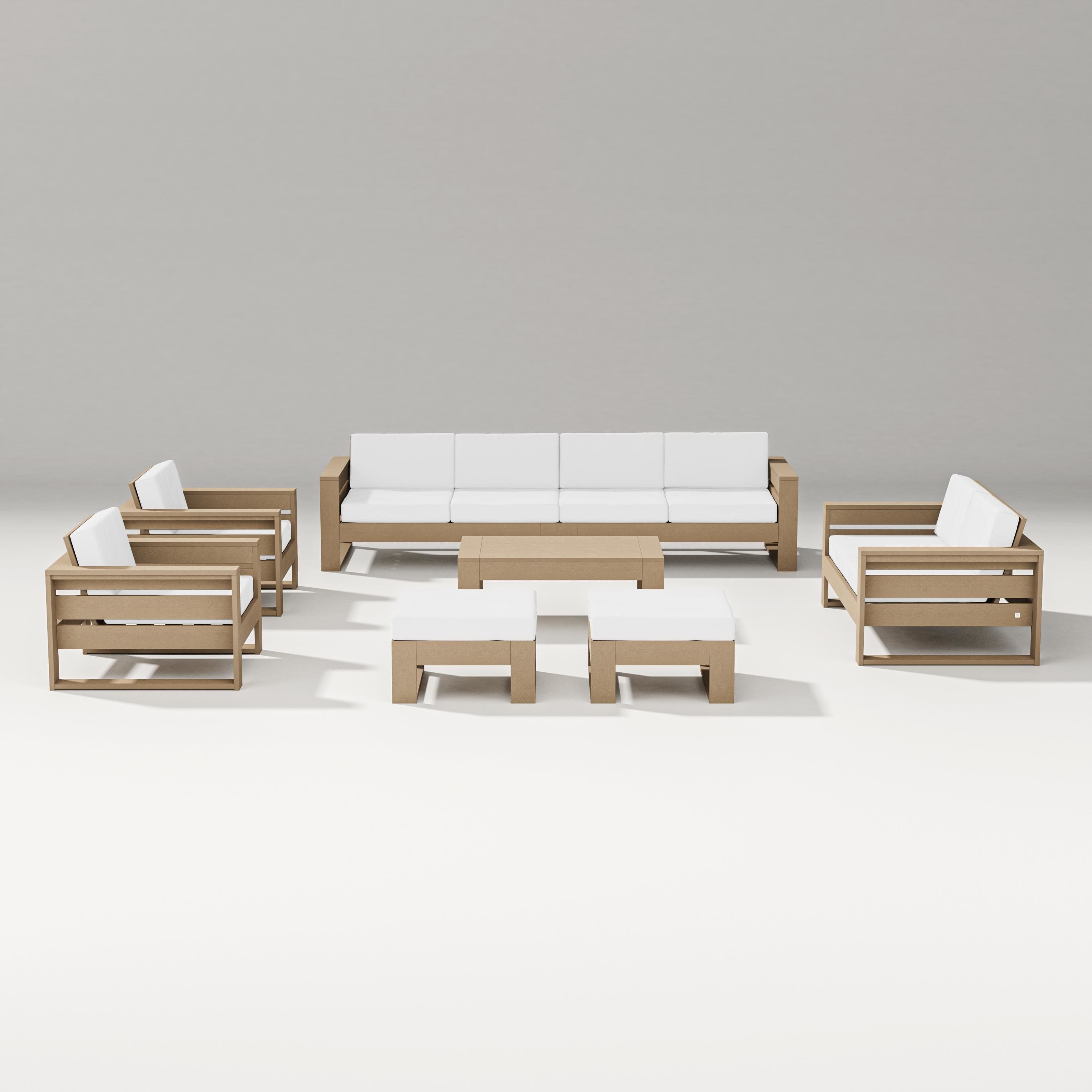 PW Designer Series Latitude 8-Piece Lounge Sofa Set in Vintage Sahara / Natural