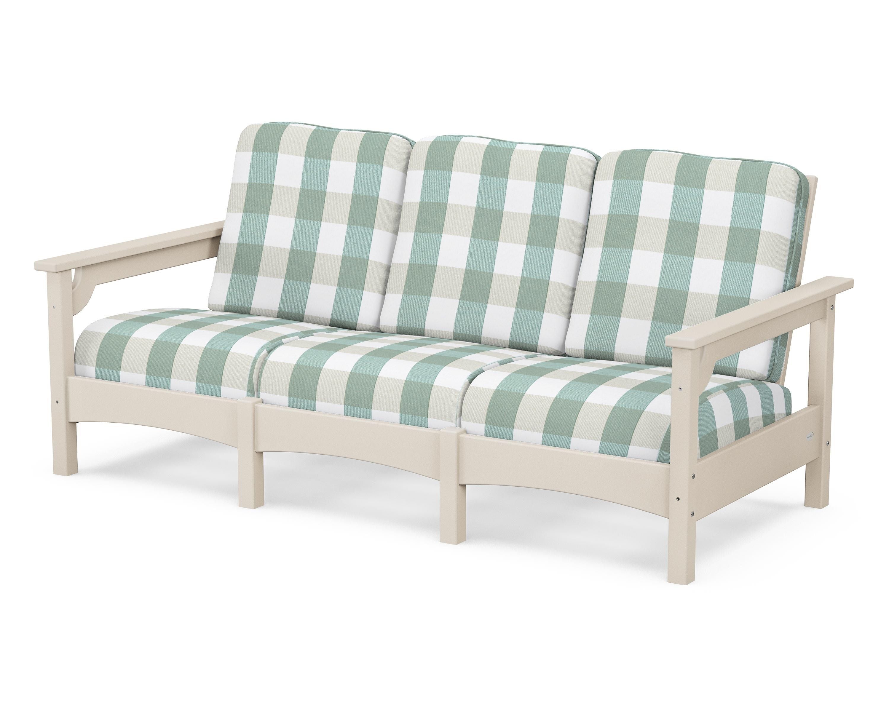 POLYWOOD® Club Sofa in Sand / Buffalo Plaid Glacier Spa