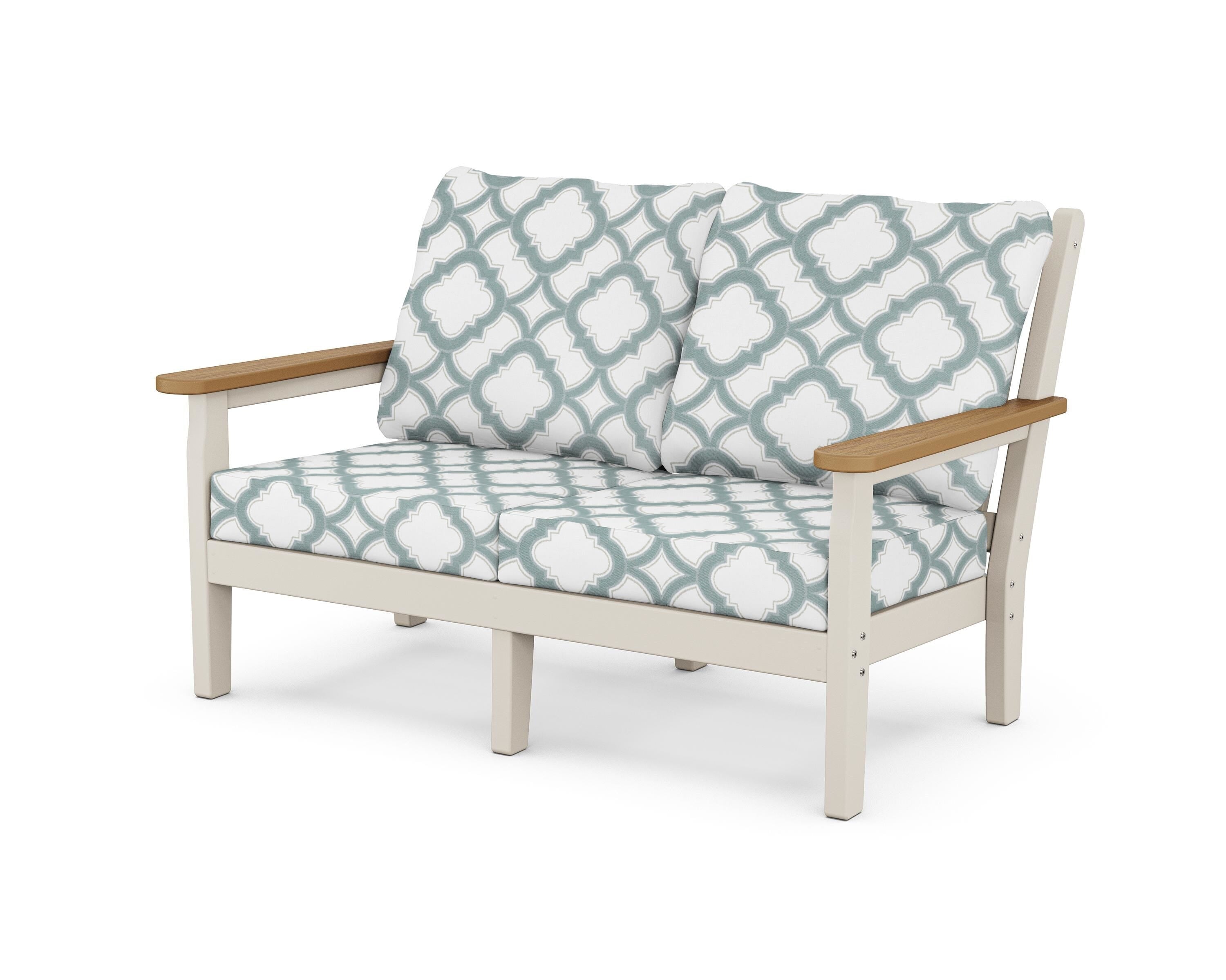 POLYWOOD® Chippendale Deep Seating Loveseat in Sand / Natural / Trellis Glacier Spa