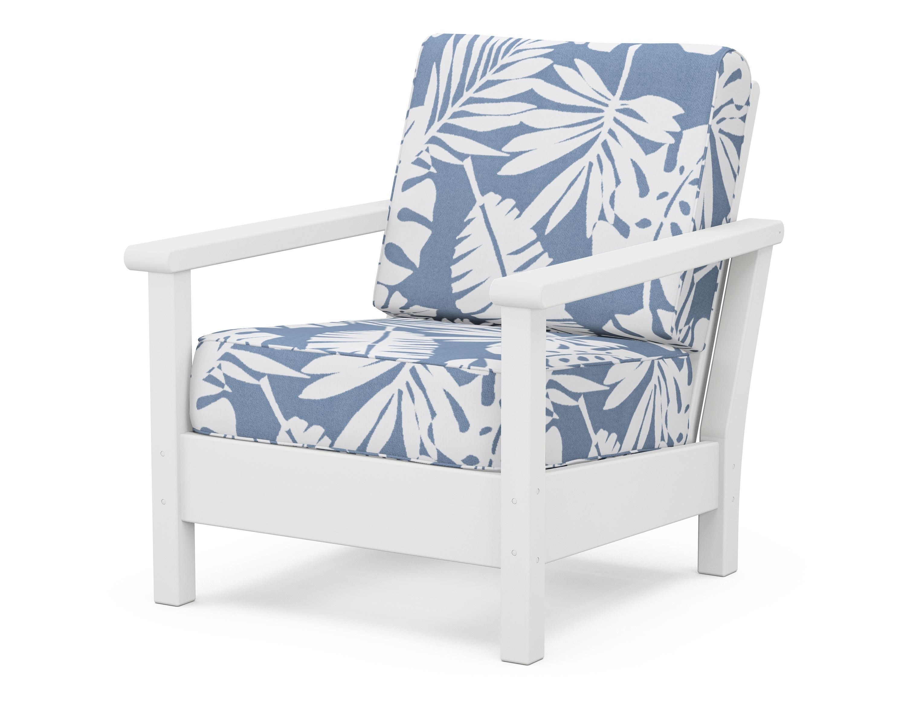 POLYWOOD® Harbour Deep Seating Chair in White / Leaf Sky Blue