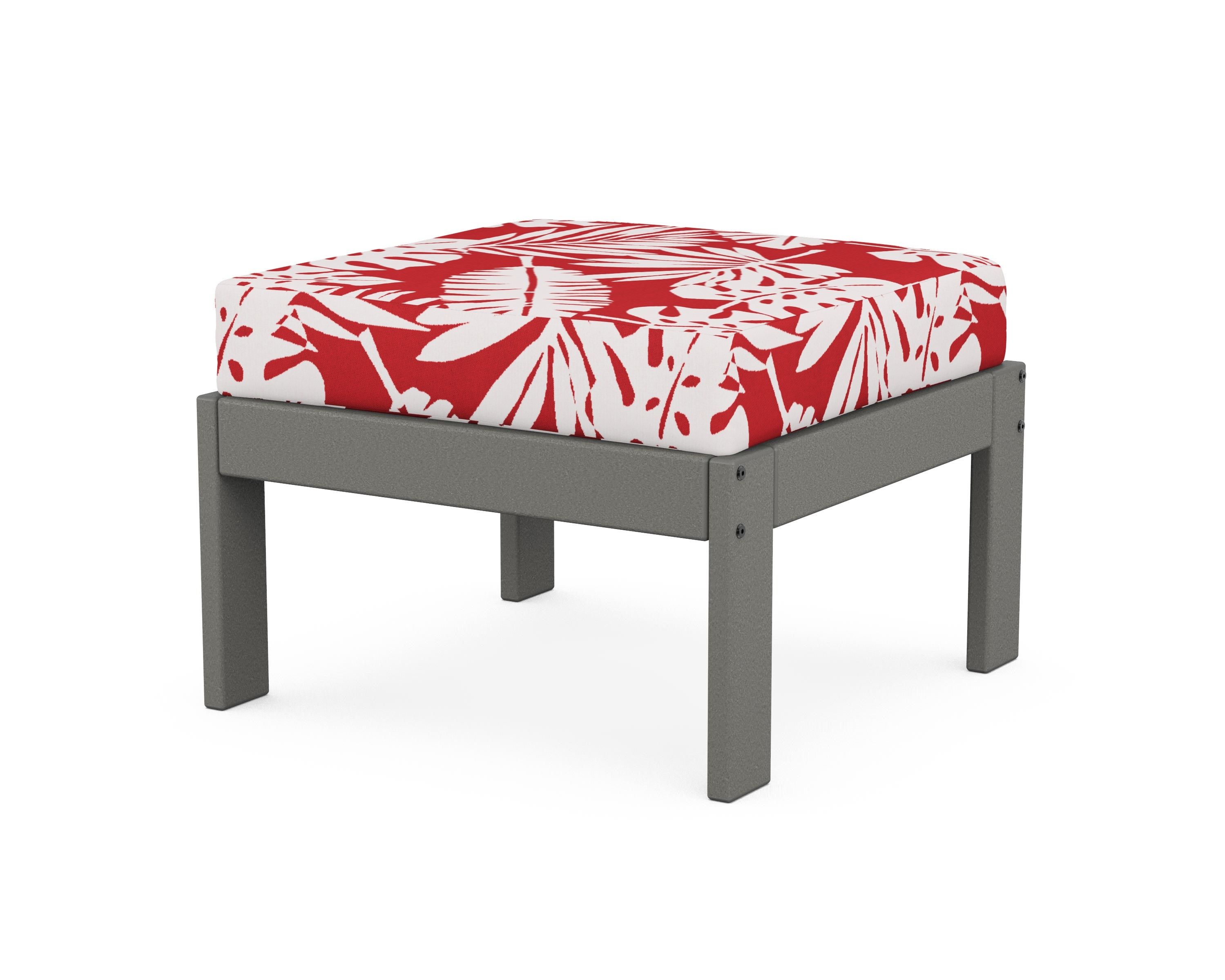 POLYWOOD® Vineyard Modular Ottoman in Slate Grey / Leaf Crimson