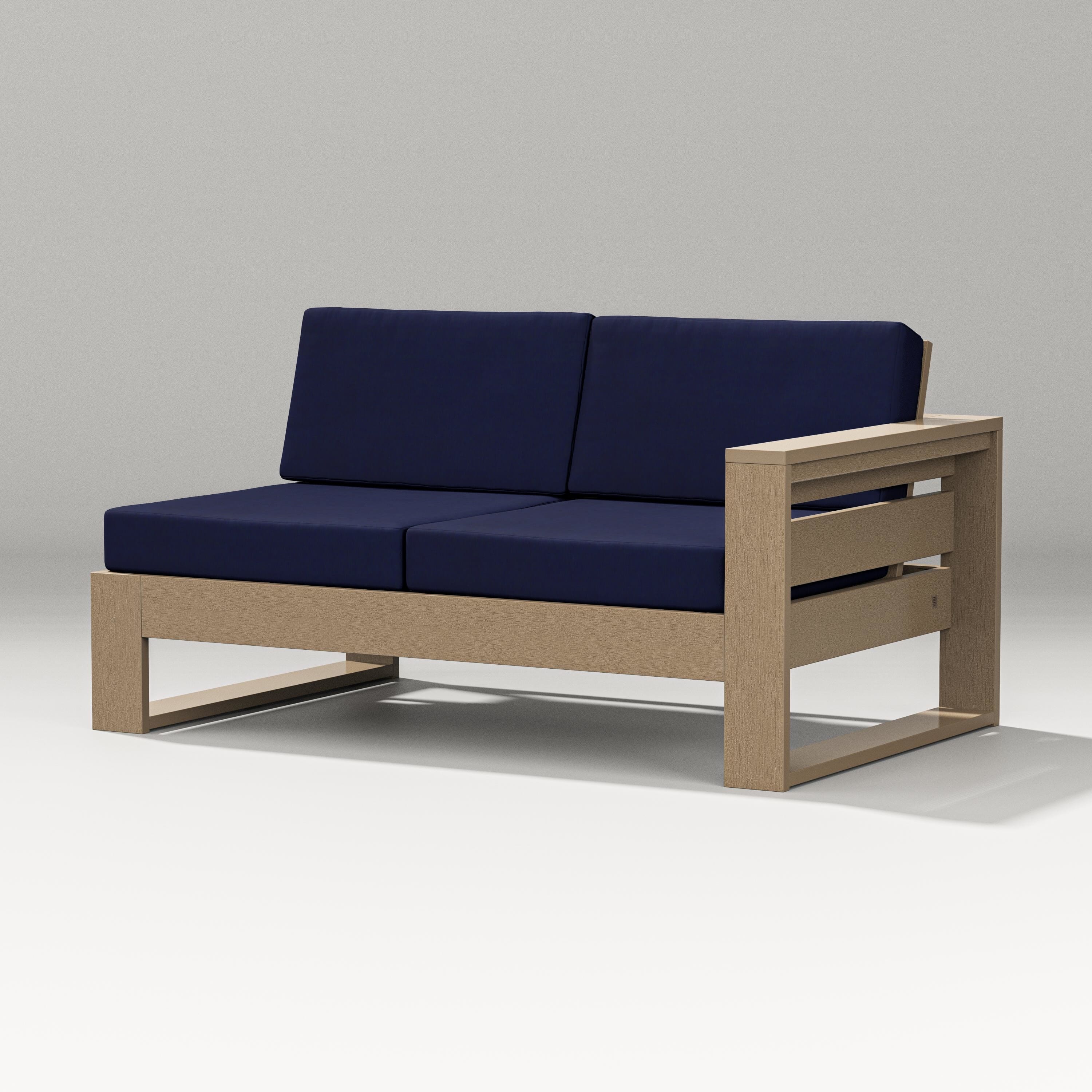 PW Designer Series Latitude Modular Right Arm Loveseat in Vintage Sahara / Navy