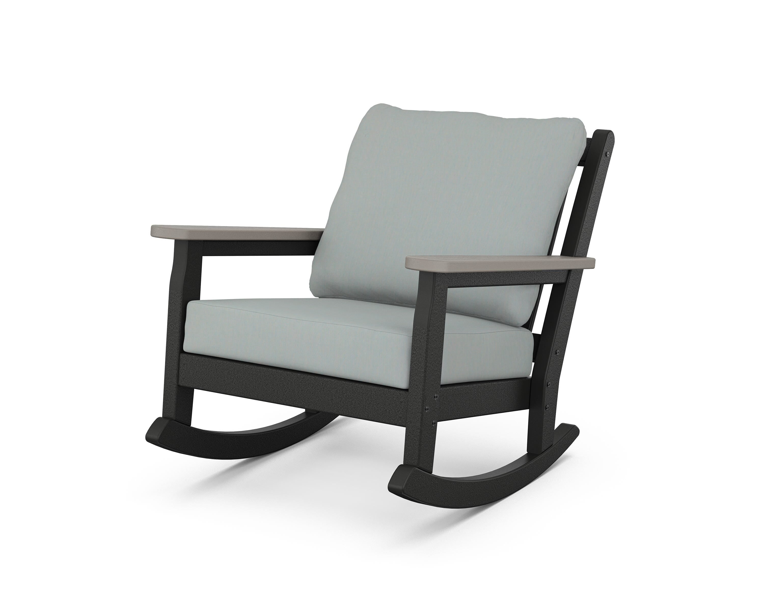 POLYWOOD® Chippendale Deep Seating Rocking Chair in Black / Driftwood / Spa