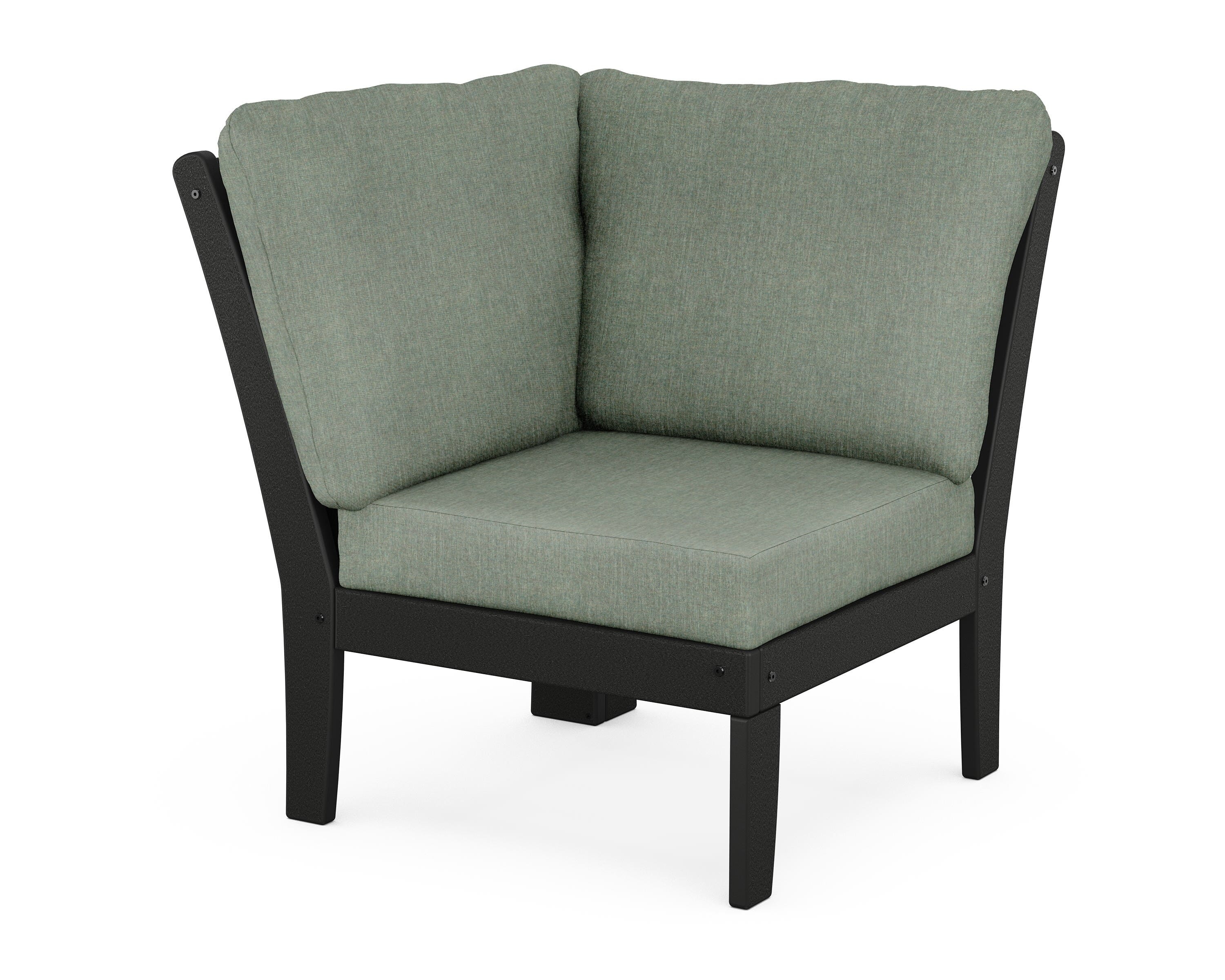 POLYWOOD® Braxton Modular Corner Chair in Black / Cast Sage