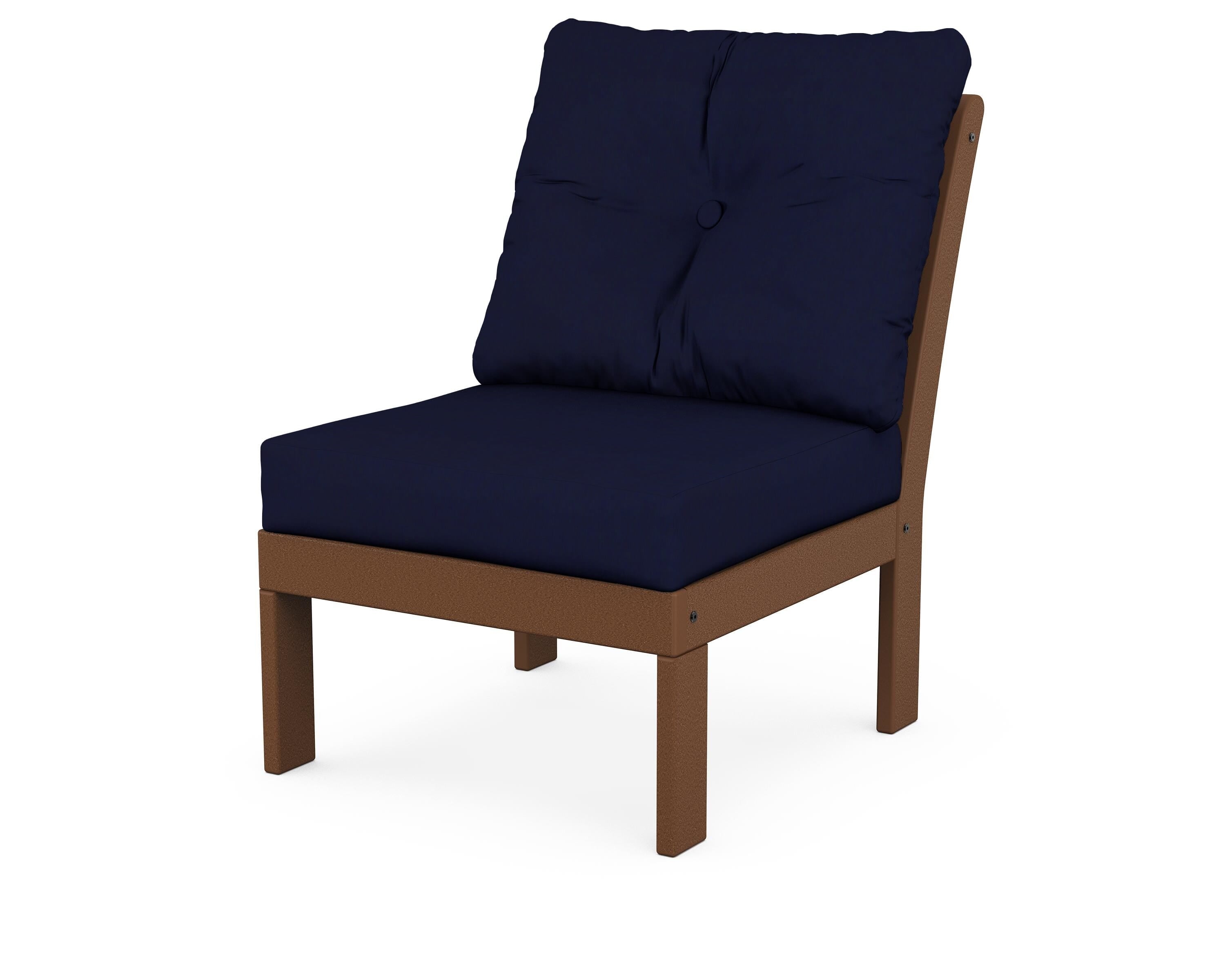 POLYWOOD® Vineyard Modular Armless Chair in Teak / Navy