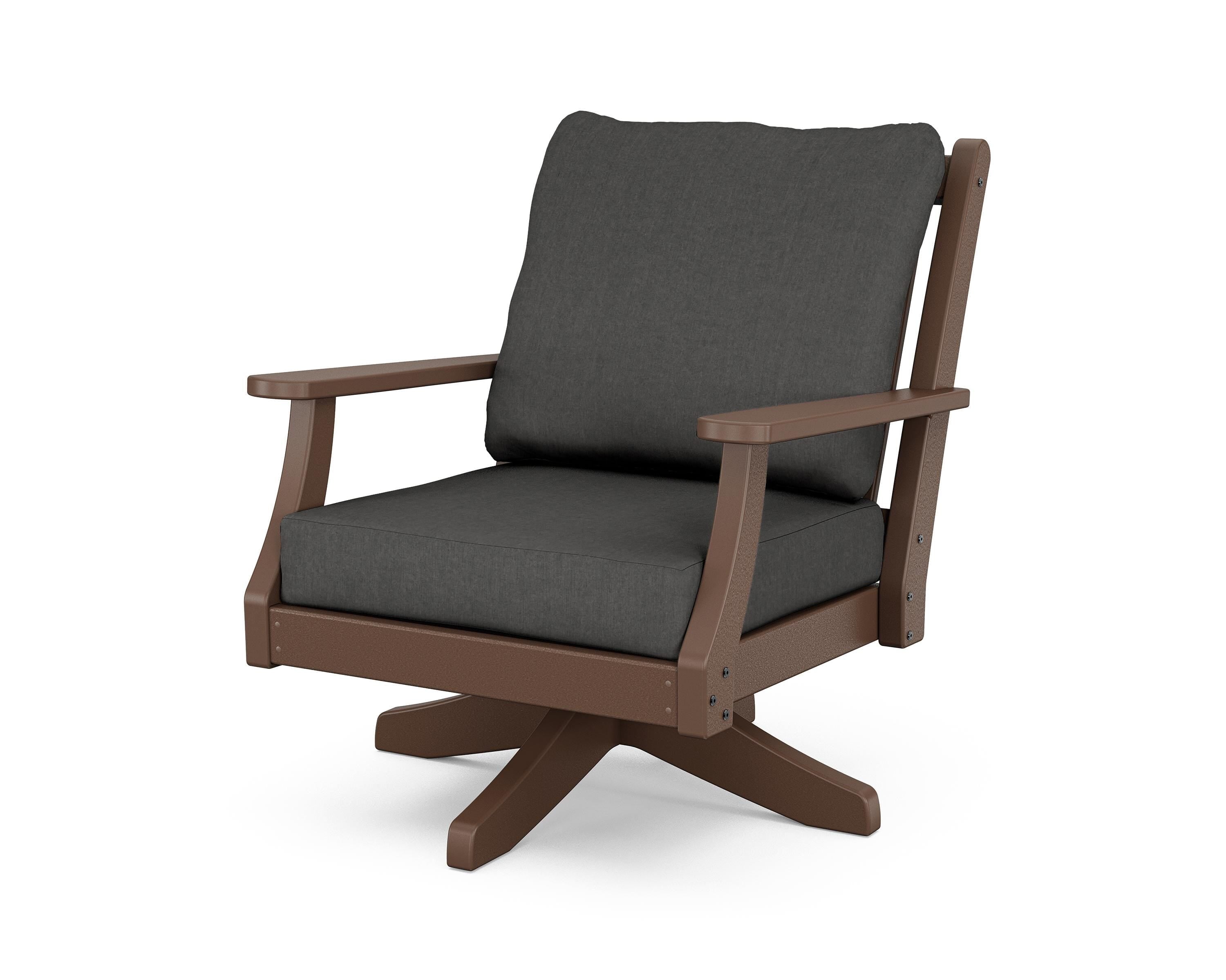 Country Living Wovendale Deep Seating Swivel Chair in Mahogany / Spectrum Carbon