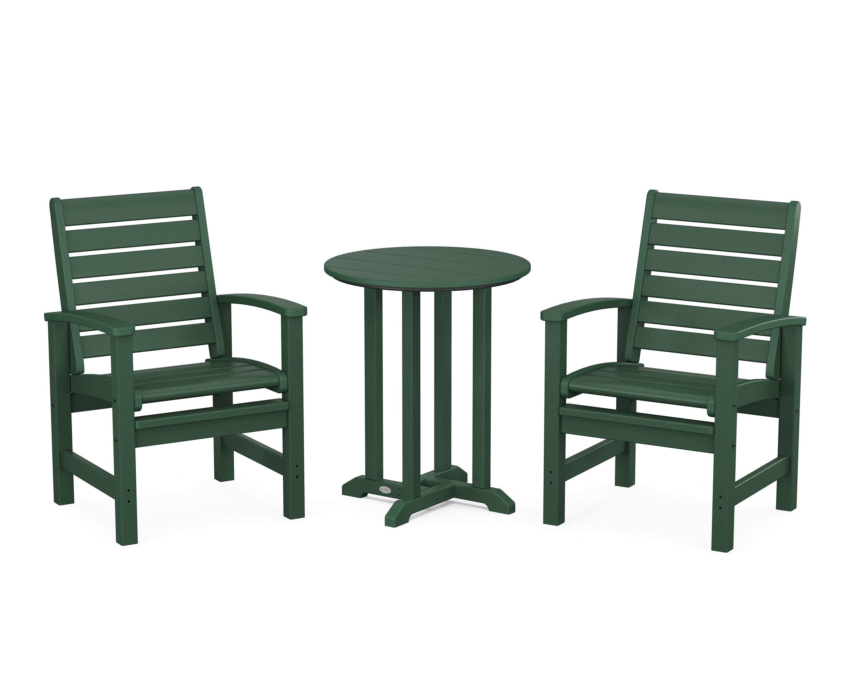 POLYWOOD® Signature 3-Piece Round Farmhouse Bistro Dining Set in Green