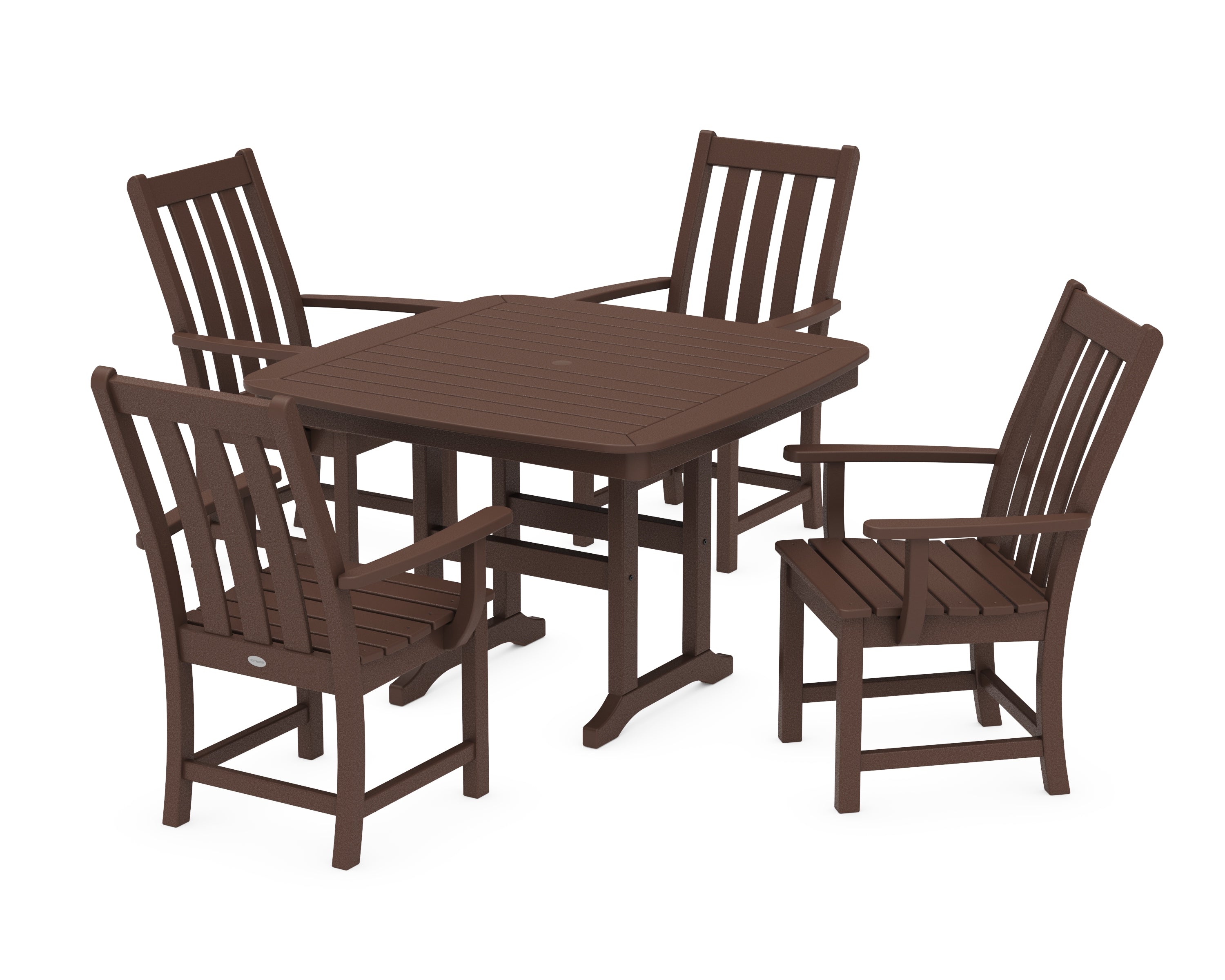 POLYWOOD® Vineyard 5-Piece Dining Set with Trestle Legs in Mahogany