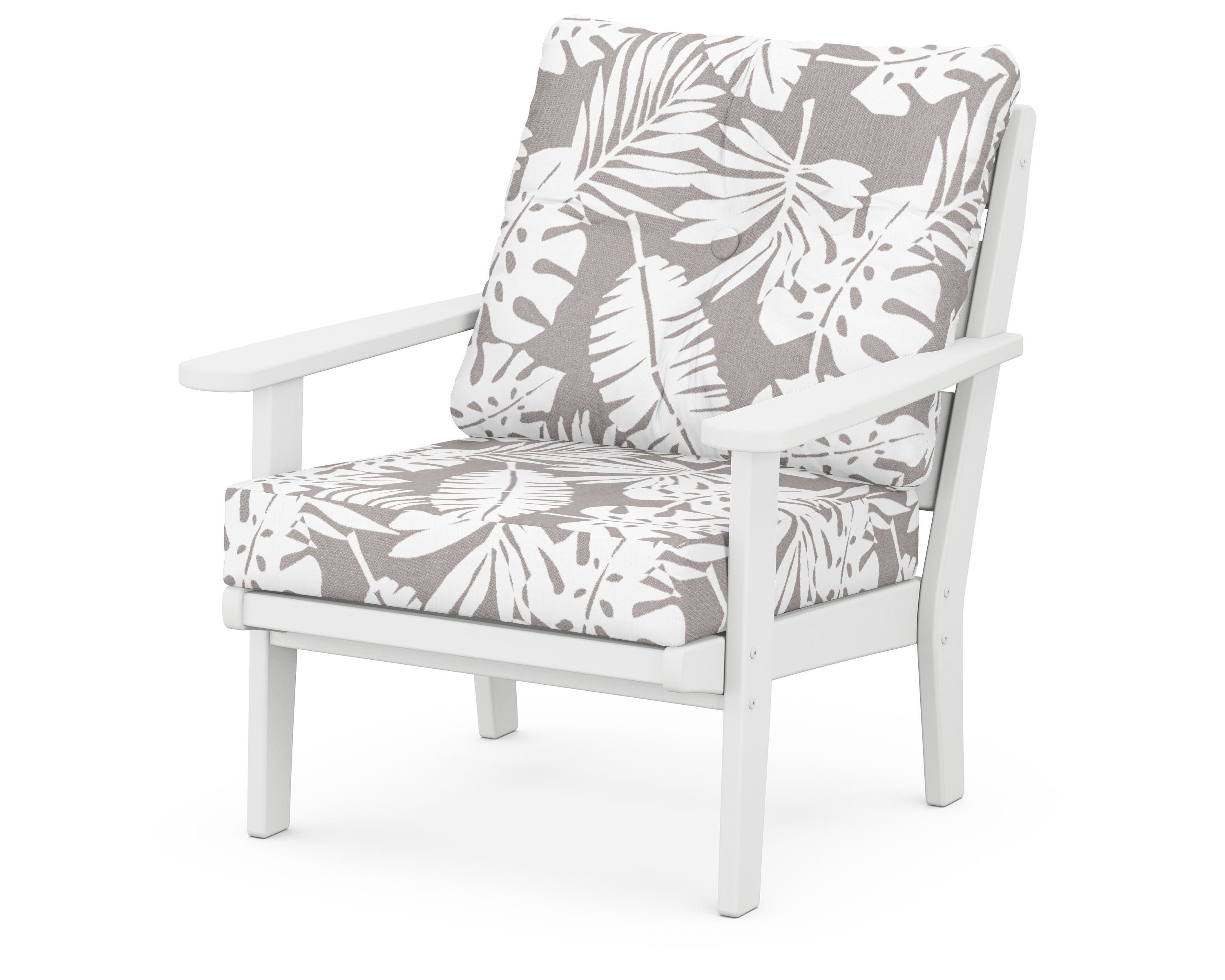 POLYWOOD® Lakeside Deep Seating Chair in White / Leaf Grey Mist