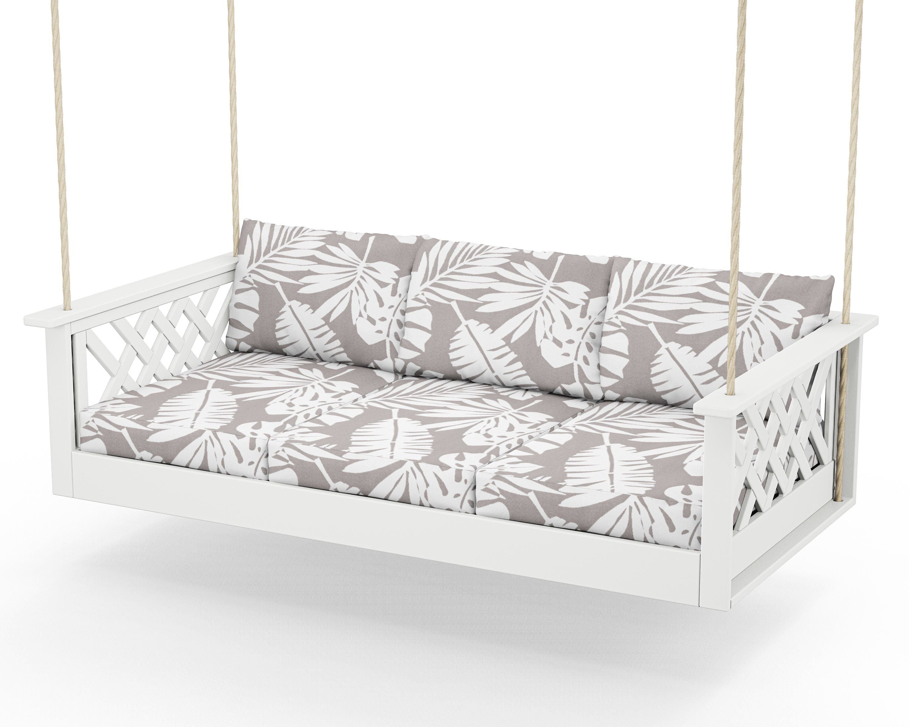 Country Living Wovendale Daybed Swing in White / Leaf Grey Mist