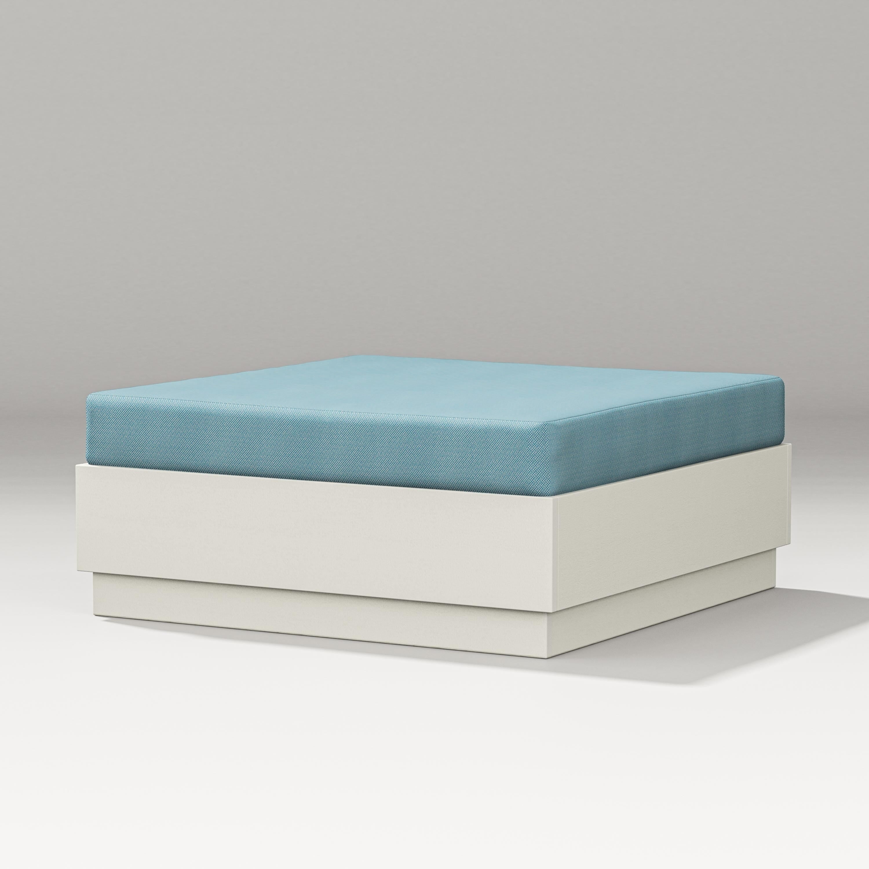 PW Designer Series Elevate Lounge Ottoman in Vintage White / Lattice Sky Blue
