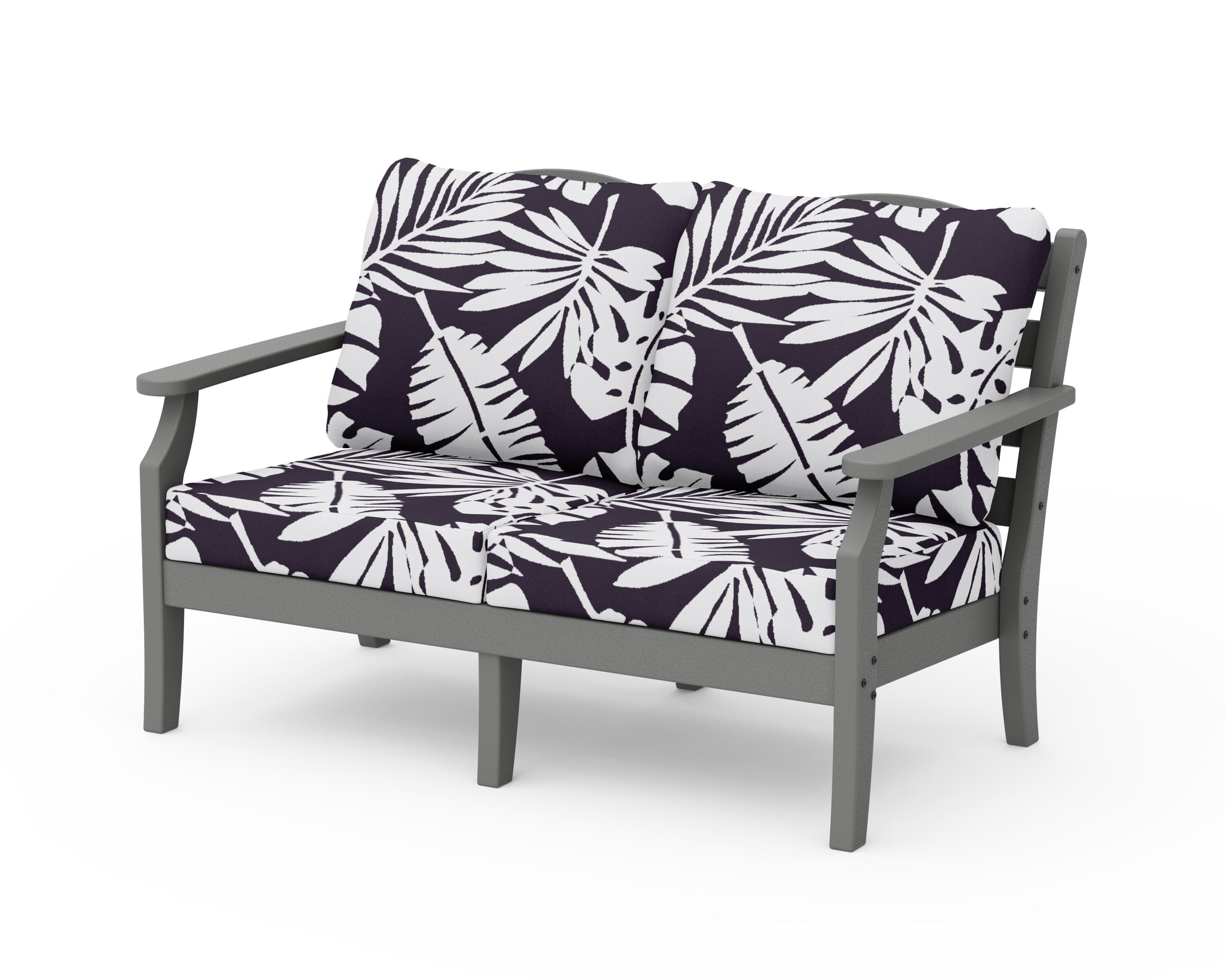 Draper James™ by POLYWOOD® Savannah Deep Seating Loveseat in Slate Grey / Leaf Navy