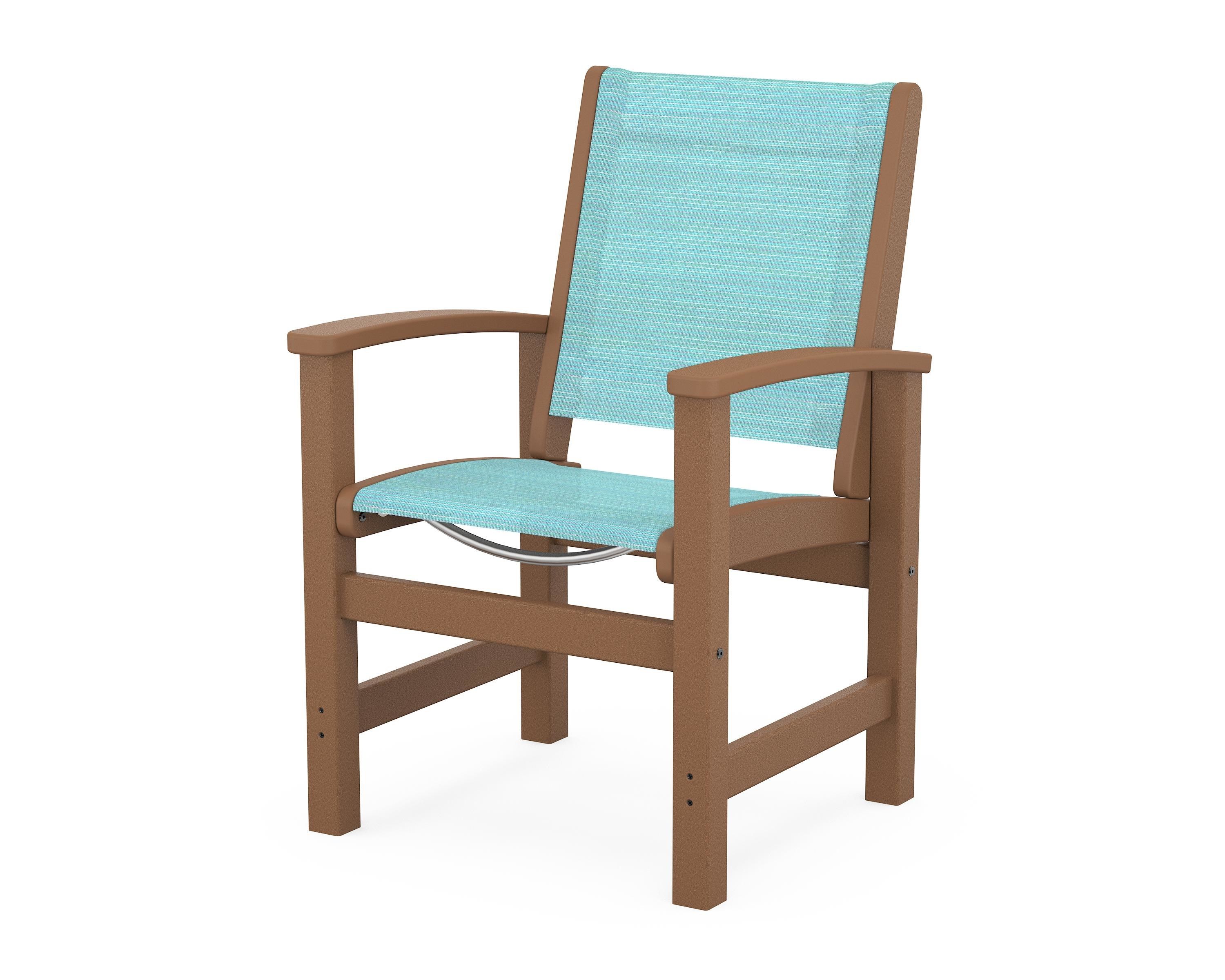 POLYWOOD® Coastal Dining Chair in Teak / Dupioni Aquamarine Sling