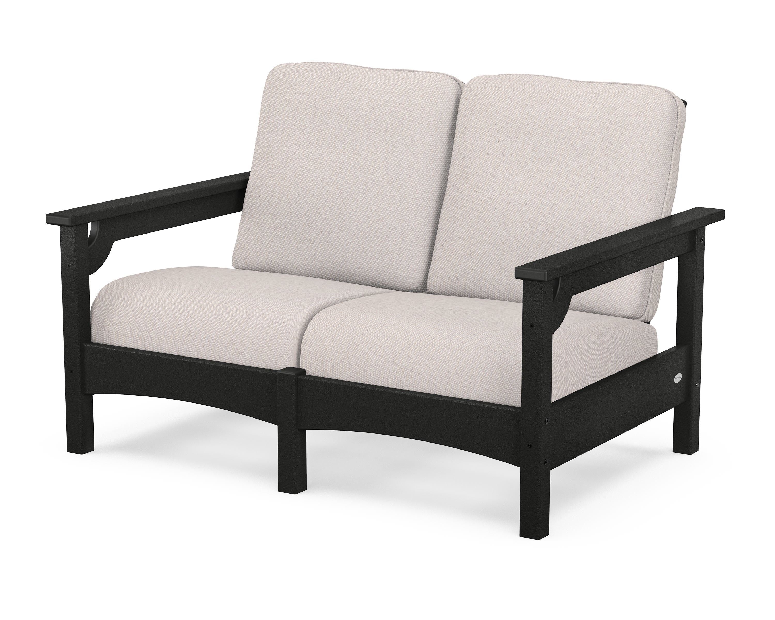 POLYWOOD® Club Loveseat in Black / Dune Burlap