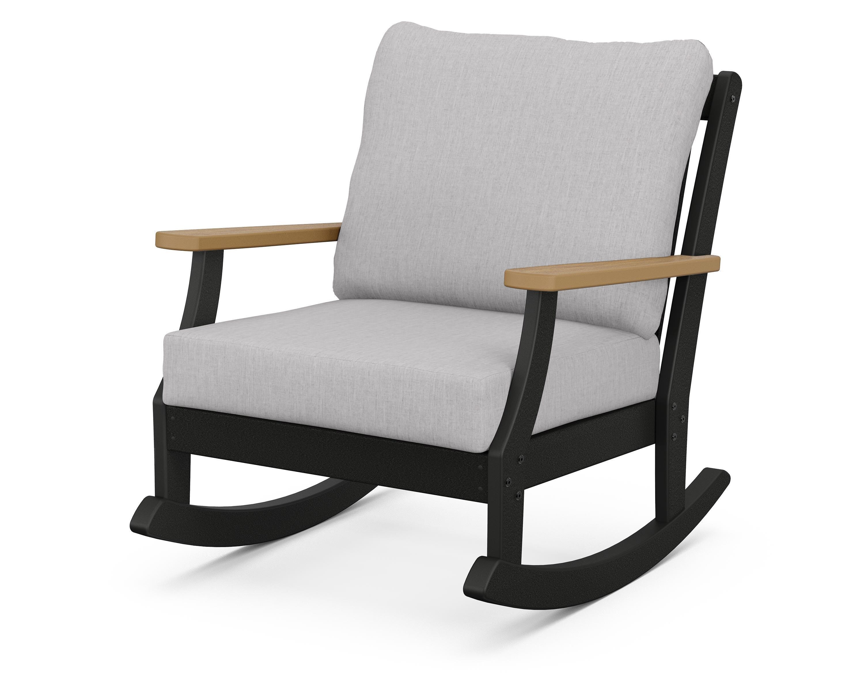 POLYWOOD® Braxton Deep Seating Rocking Chair in Black / Natural / Granite