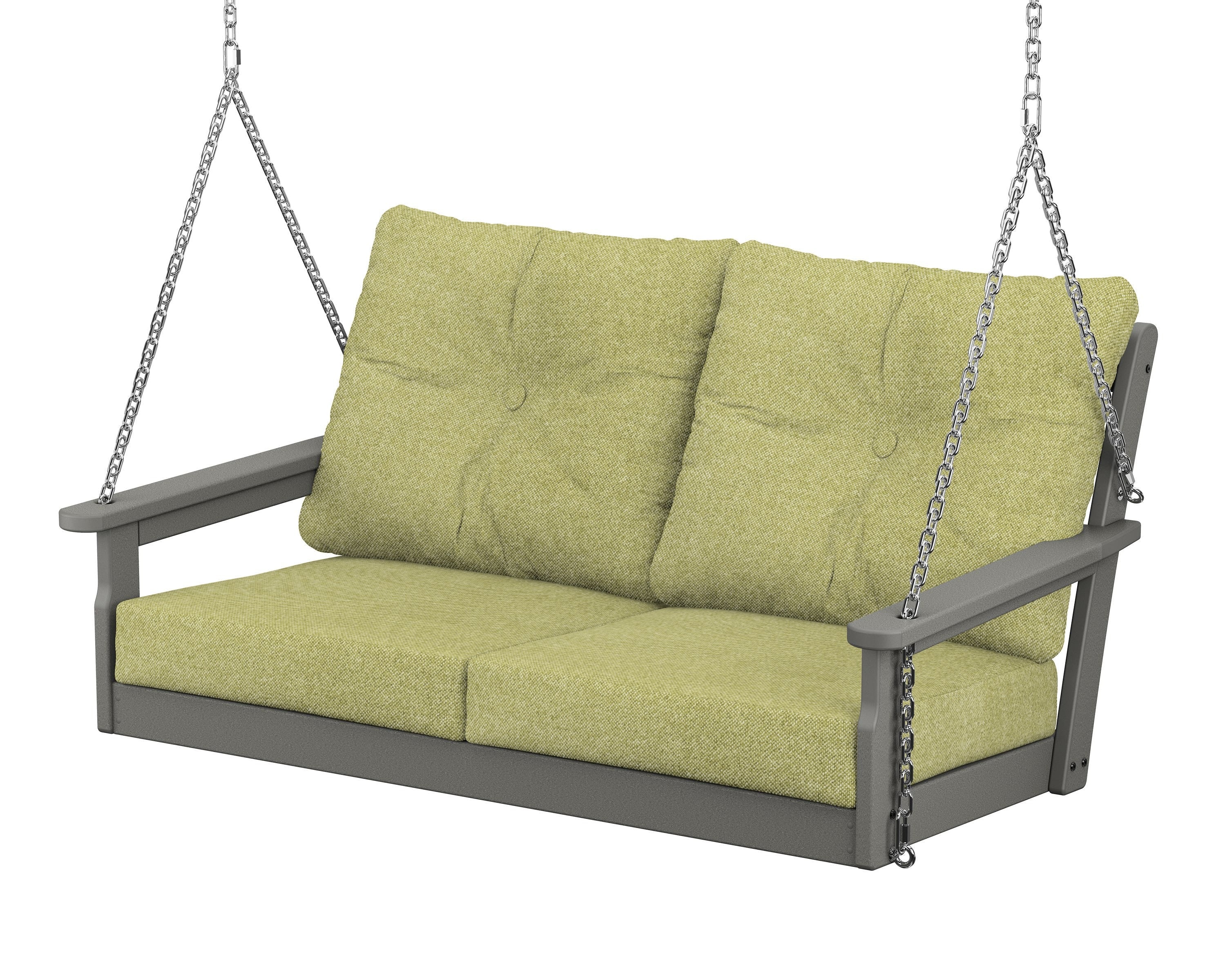 POLYWOOD® Vineyard Deep Seating Swing in Slate Grey / Chartreuse Boucle