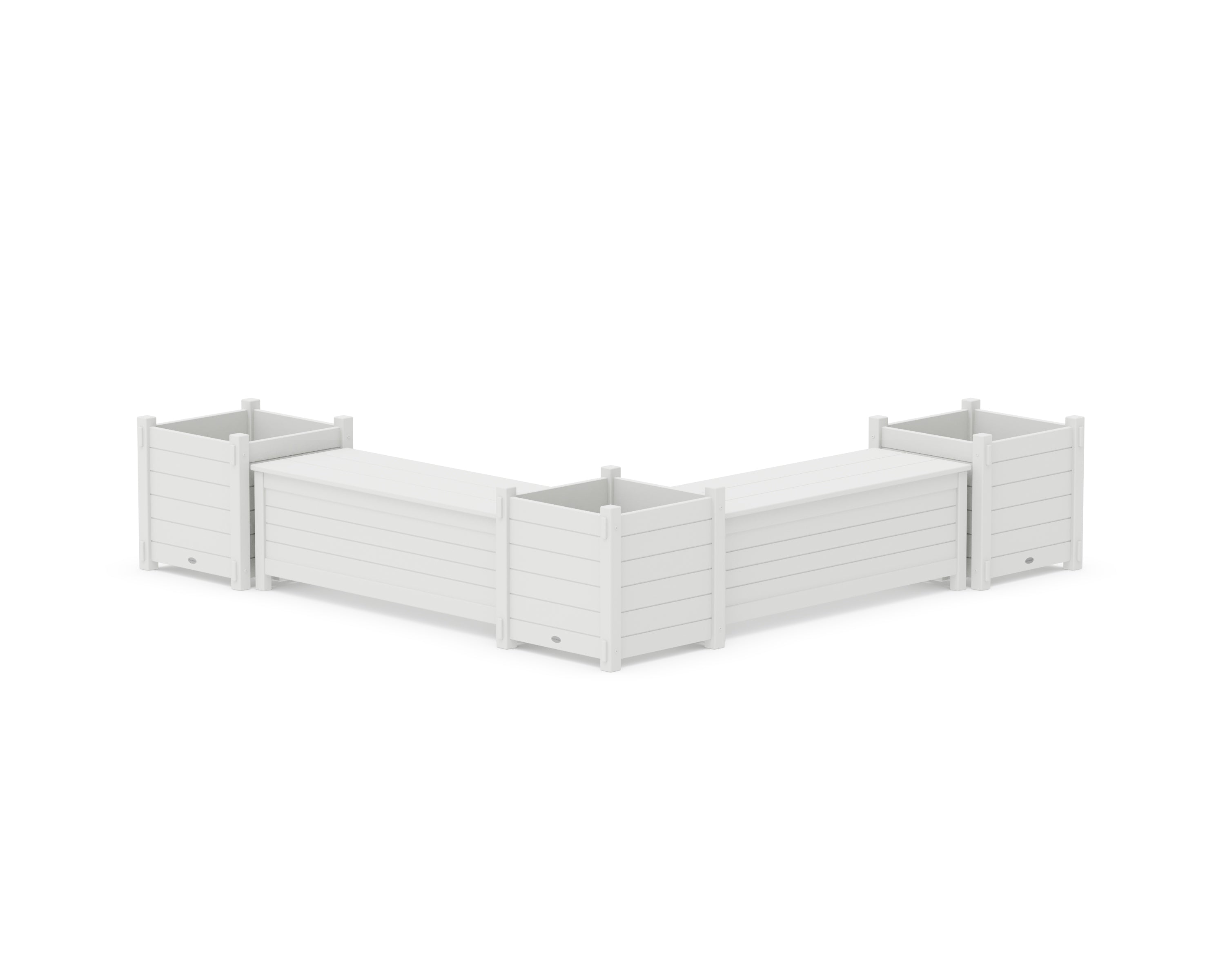 POLYWOOD® 48" Nautical L- Shaped Planter Storage Bench Corner Set- Large in White