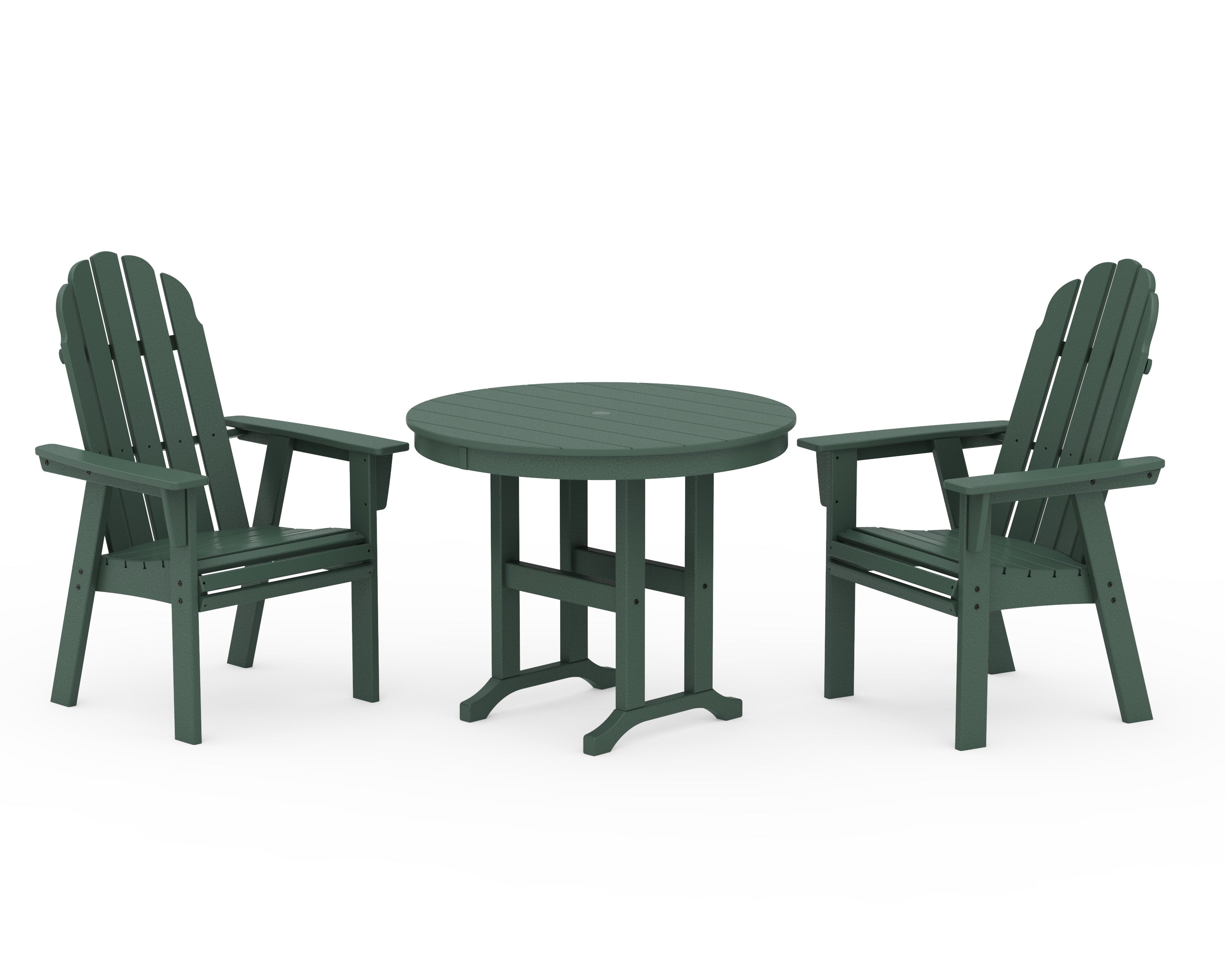 POLYWOOD® Vineyard Adirondack 3-Piece Round Dining Set in Green