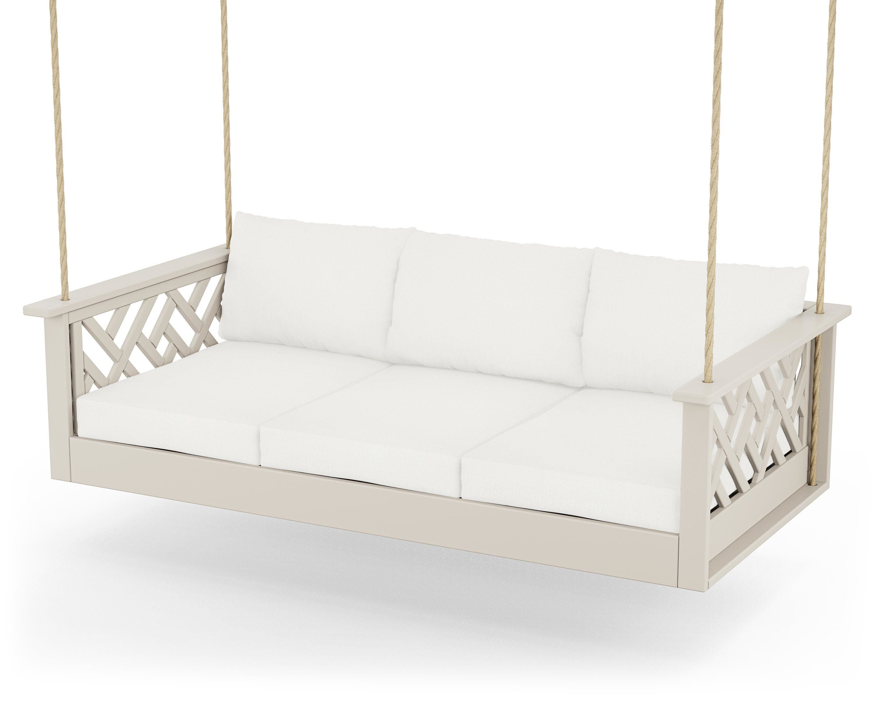POLYWOOD® Chippendale Daybed Swing in Sand / Natural Linen