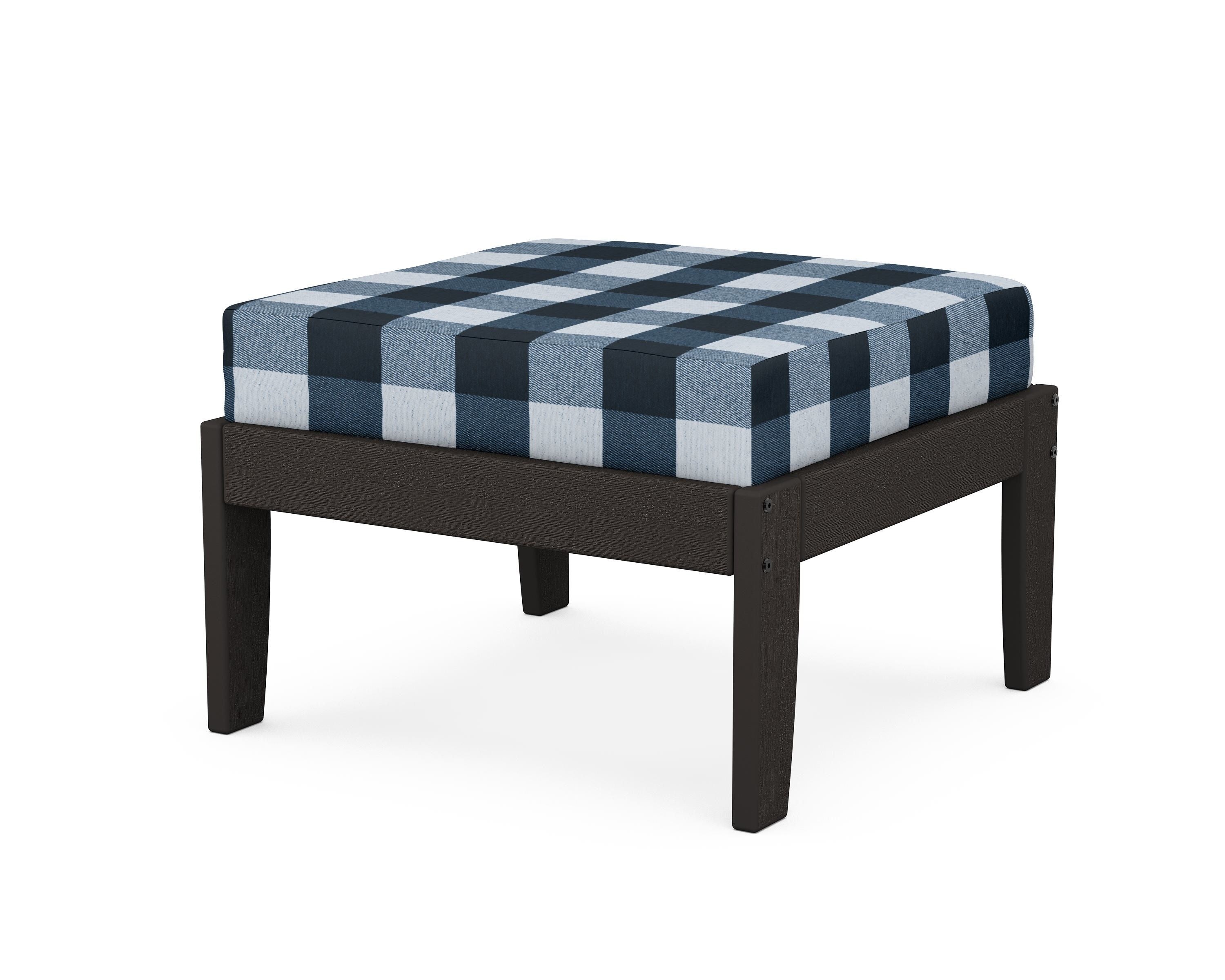 Unbranded Modular Ottoman - Classic in Vintage Coffee / Buffalo Plaid Marine Indigo
