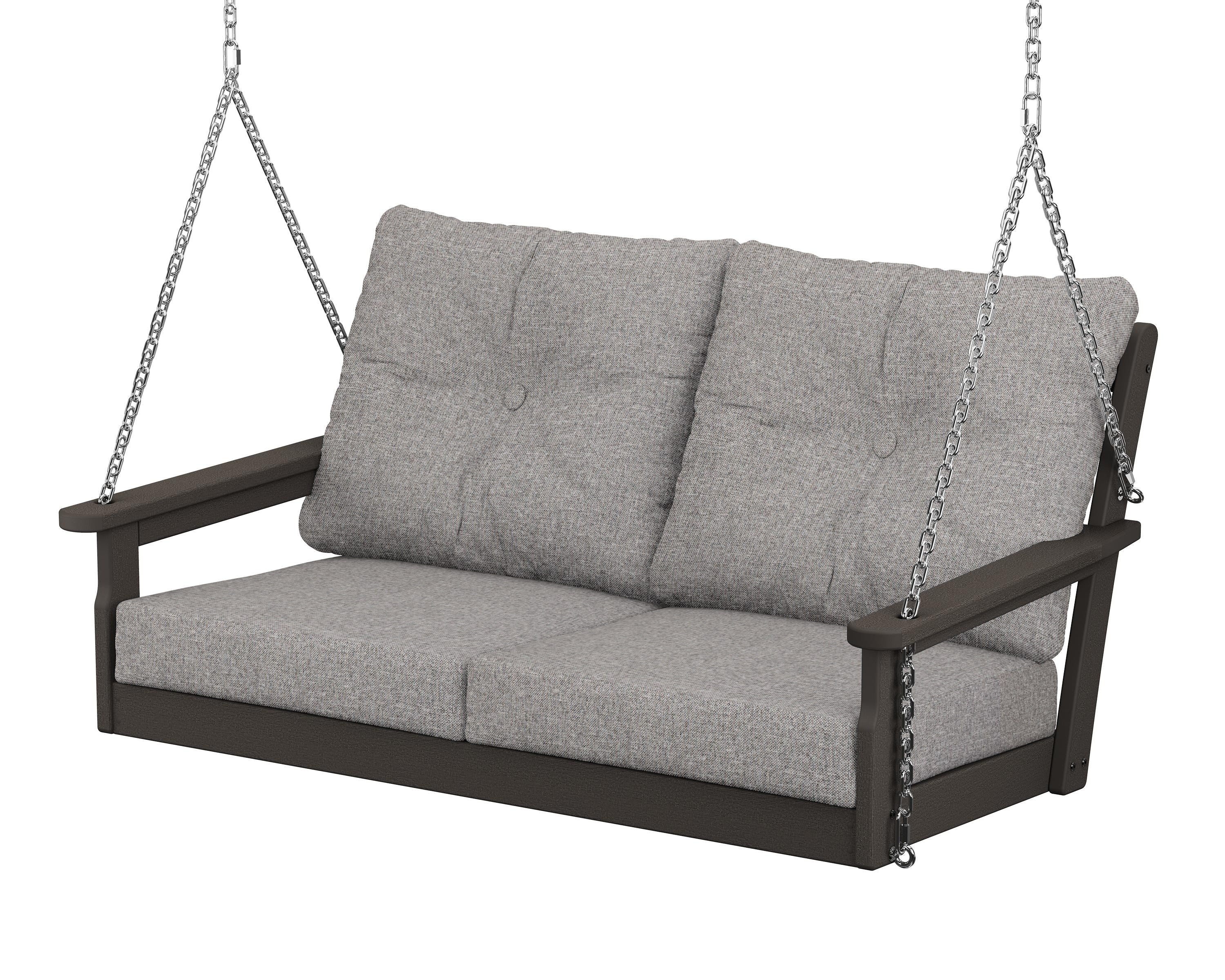 POLYWOOD® Vineyard Deep Seating Swing in Vintage Coffee / Grey Mist