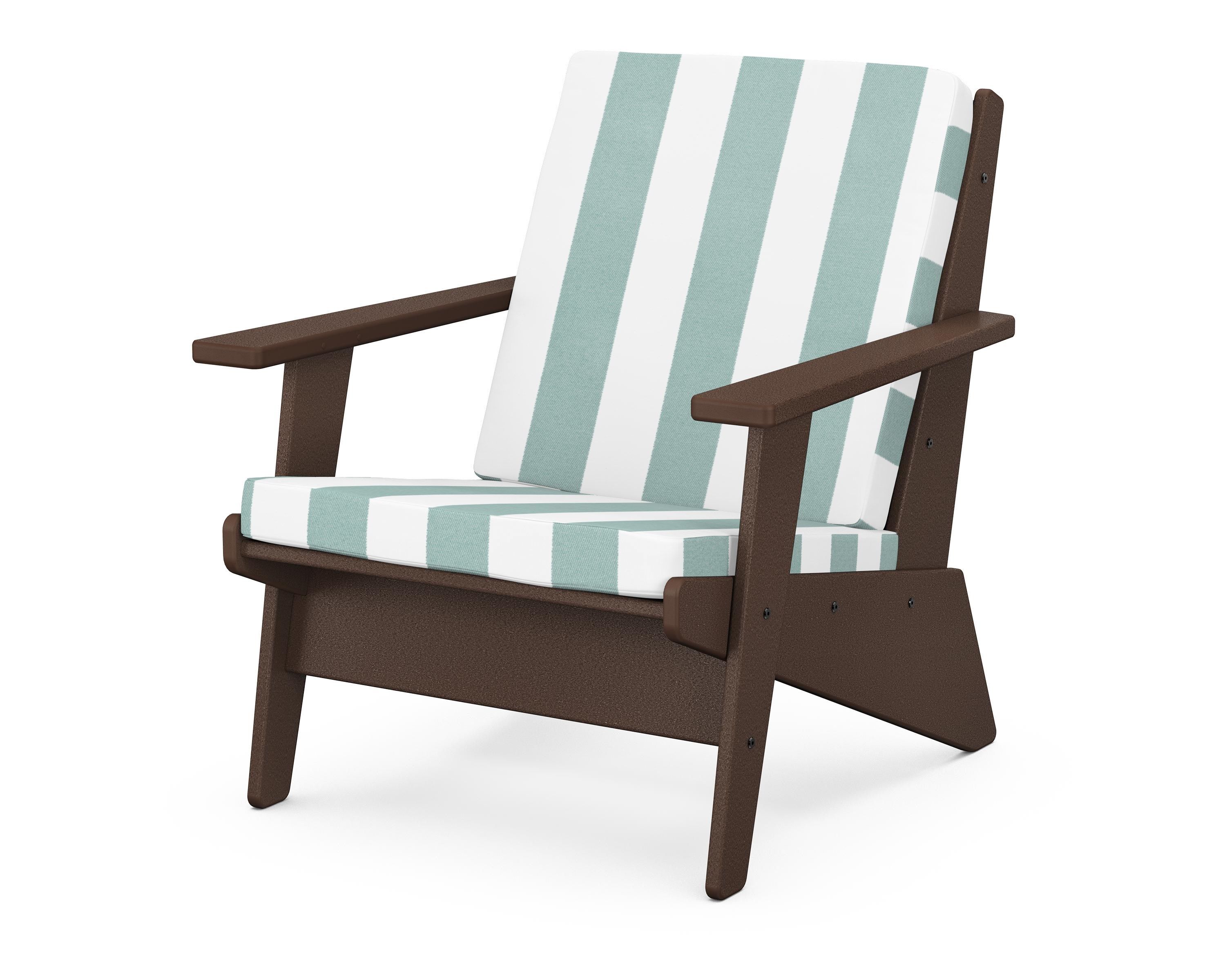 POLYWOOD® Riviera Modern Lounge Chair in Mahogany / Cabana Stripe Glacier Spa
