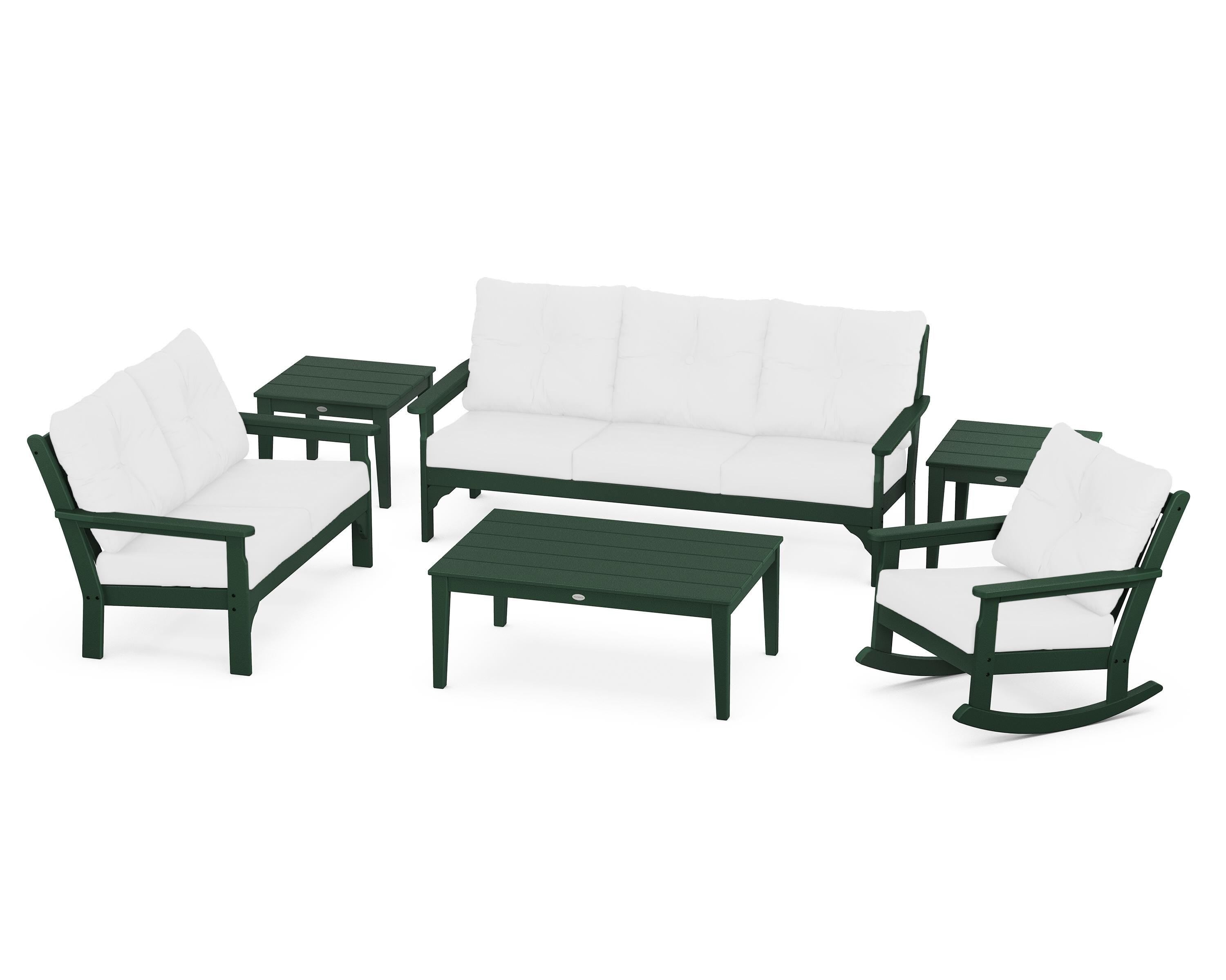 POLYWOOD® Vineyard 6-Piece Deep Seating Set in Green / Natural