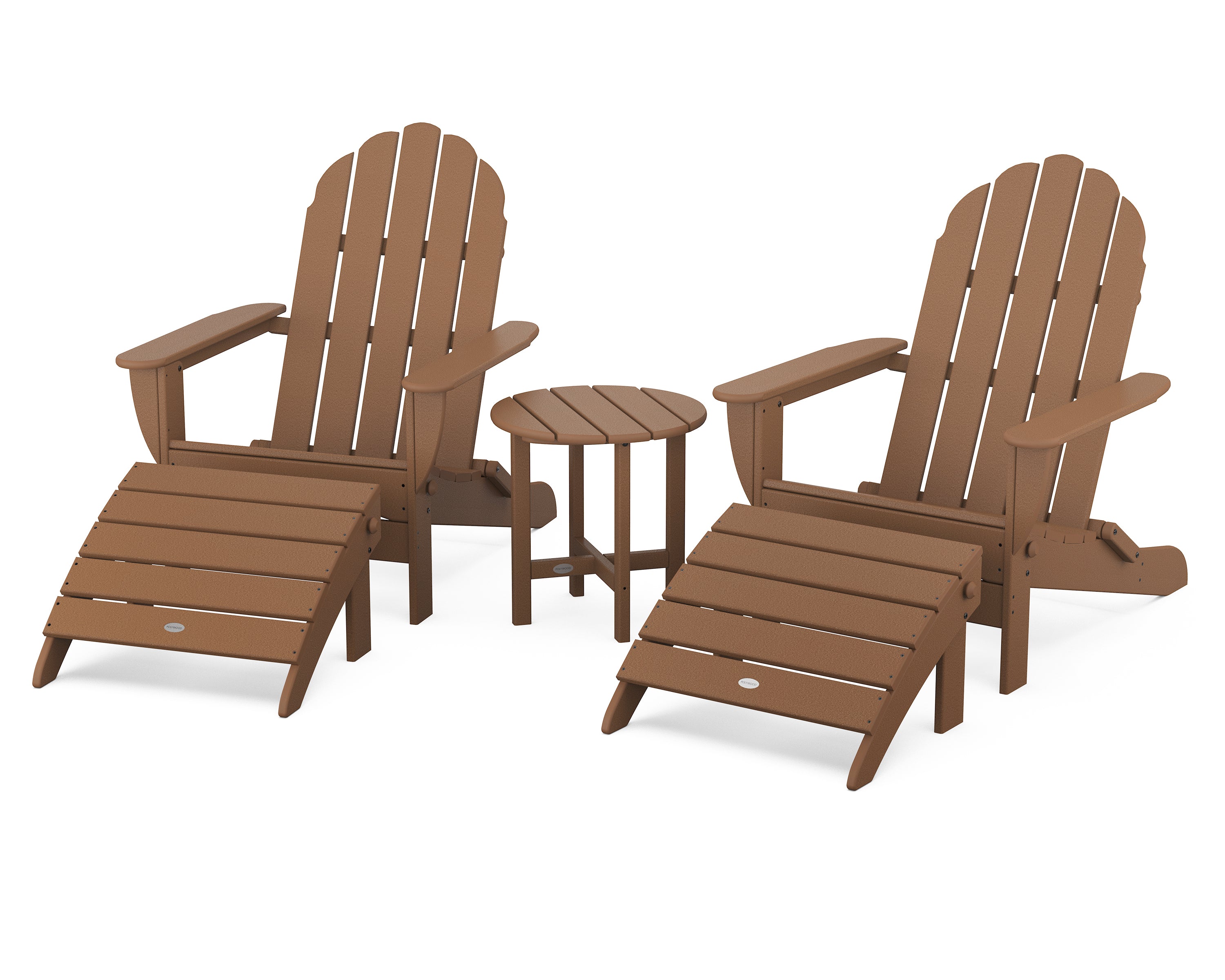 POLYWOOD® Classic Oversized Adirondack 5-Piece Casual Set in Teak