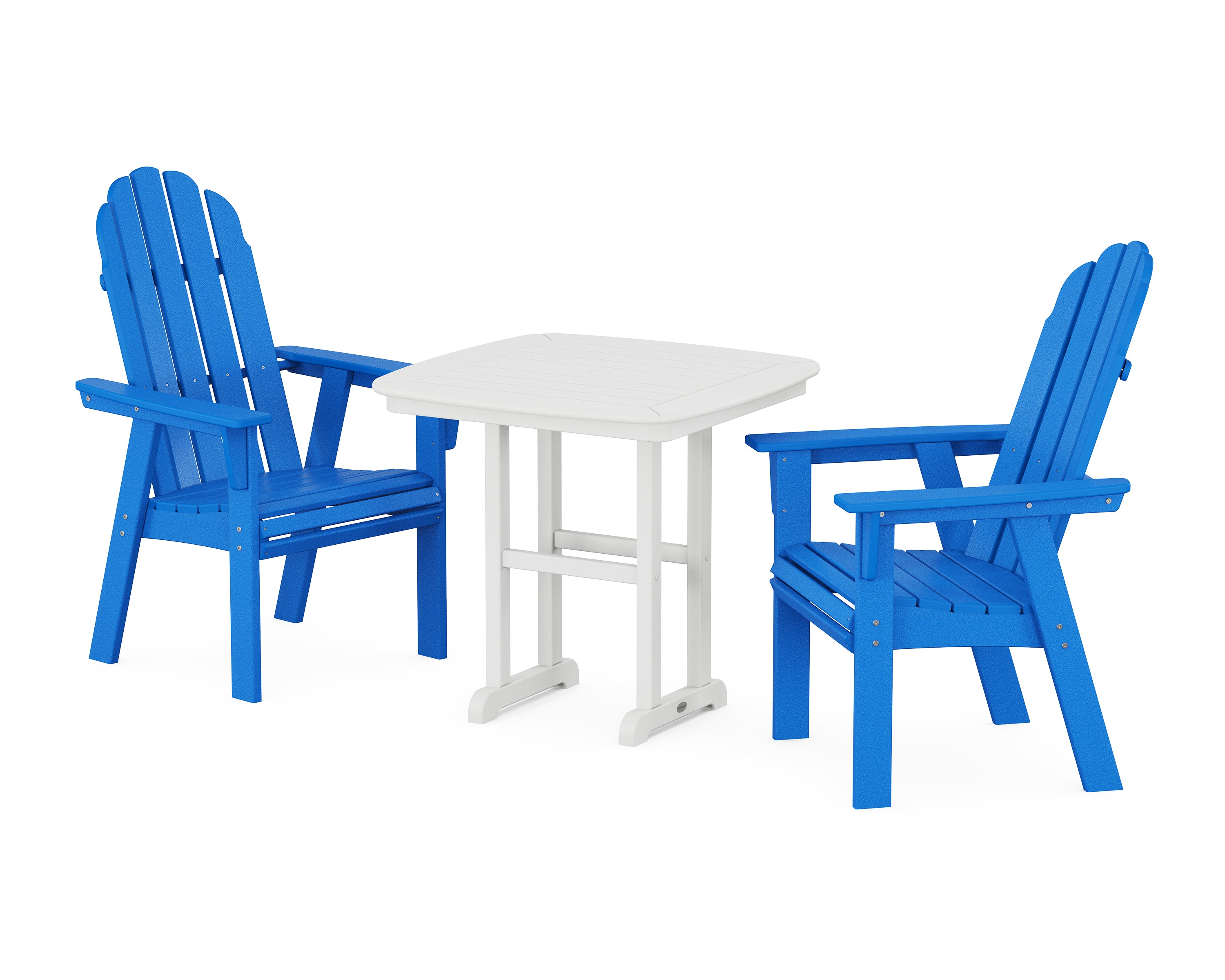 POLYWOOD® Vineyard Adirondack 3-Piece Dining Set in Pacific Blue / White