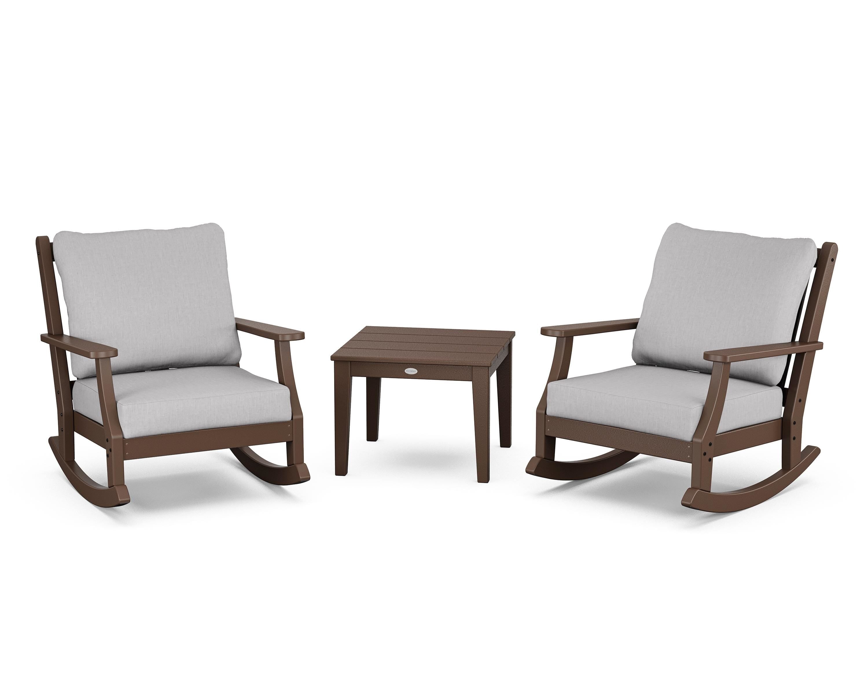 Country Living Wovendale 3-Piece Deep Seating Rocker Set in Mahogany / Granite