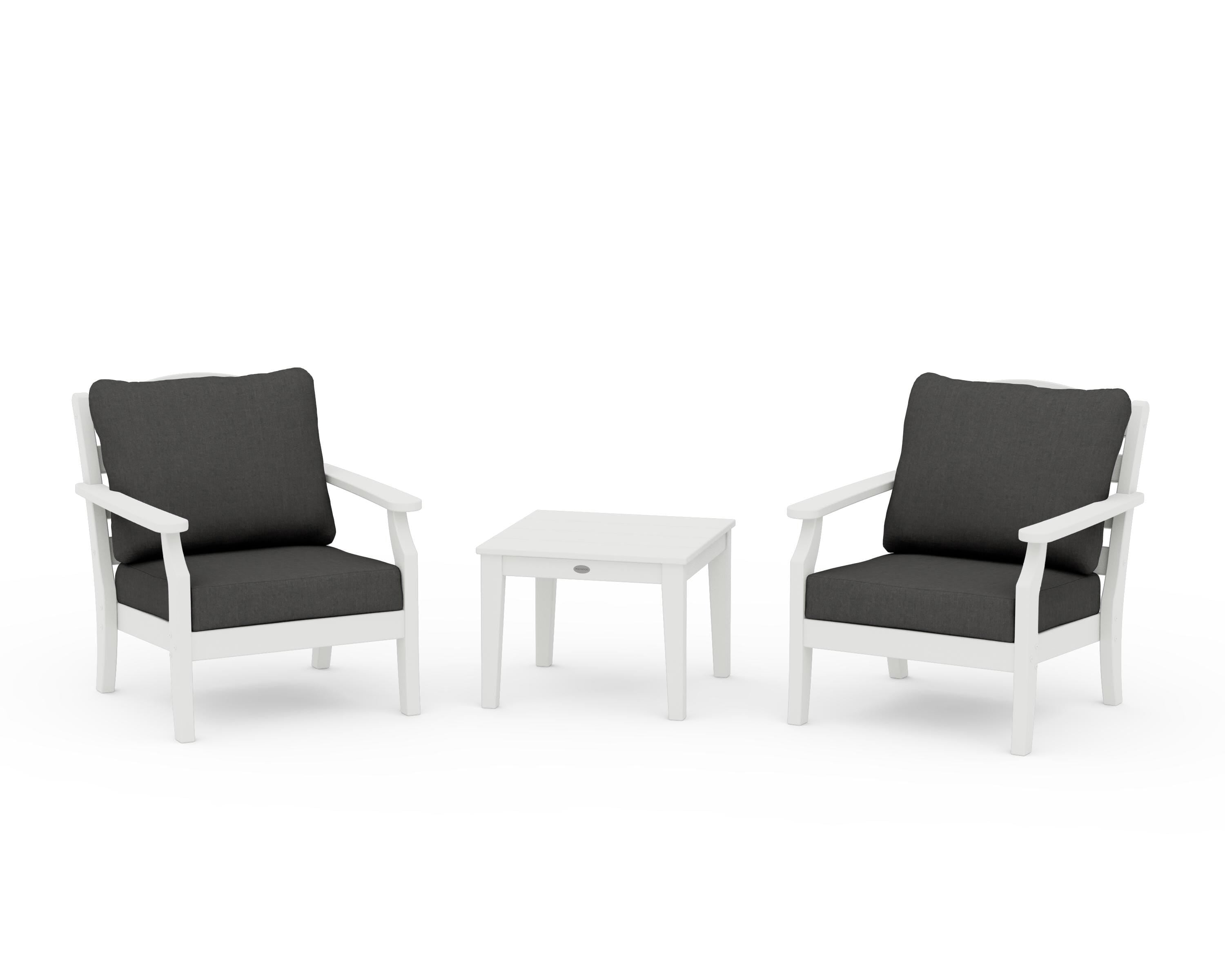 Draper James™ by POLYWOOD® Savannah 3-Piece Deep Seating Set in Vintage White / Spectrum Carbon