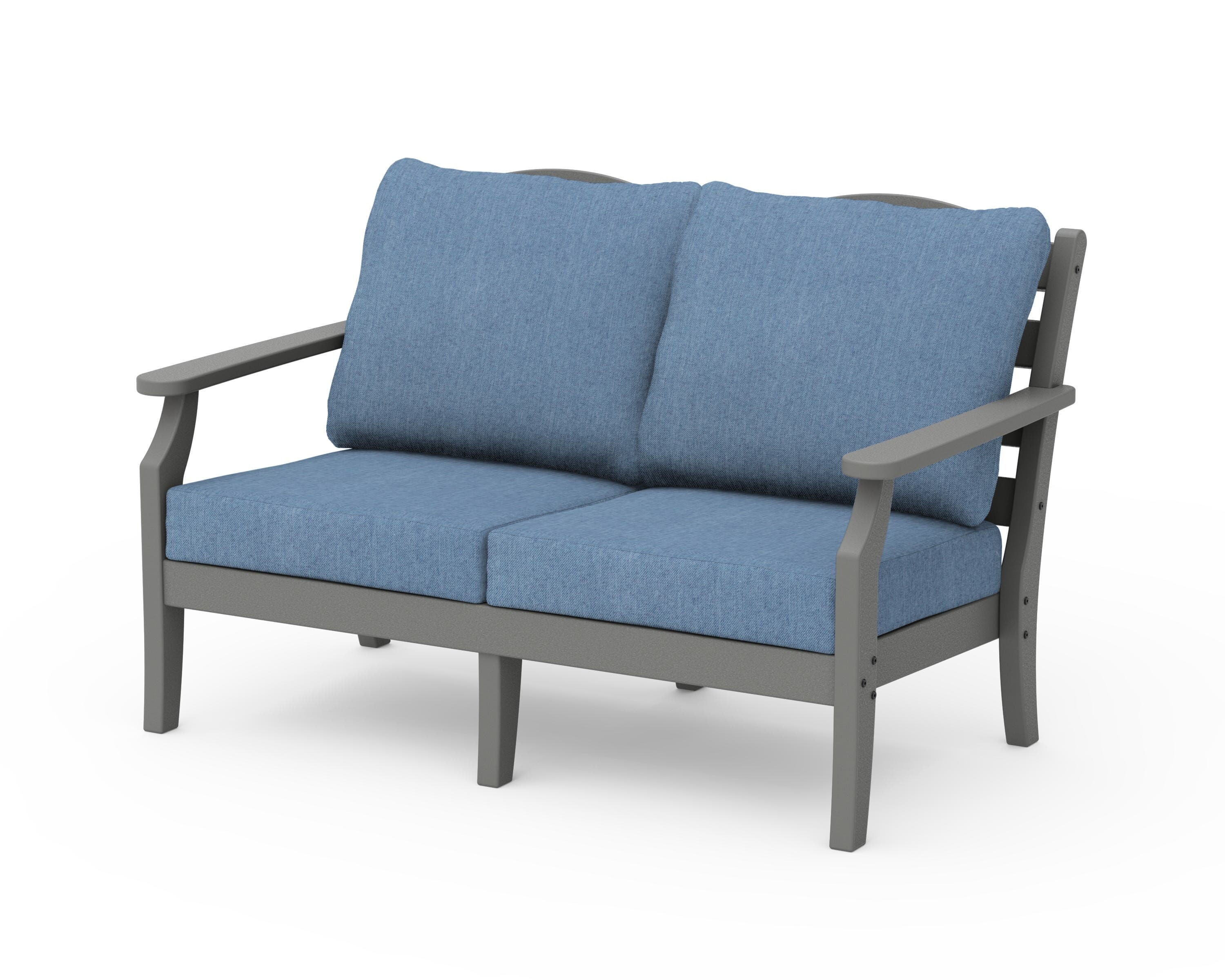 Draper James™ by POLYWOOD® Savannah Deep Seating Loveseat in Slate Grey / Sky Blue