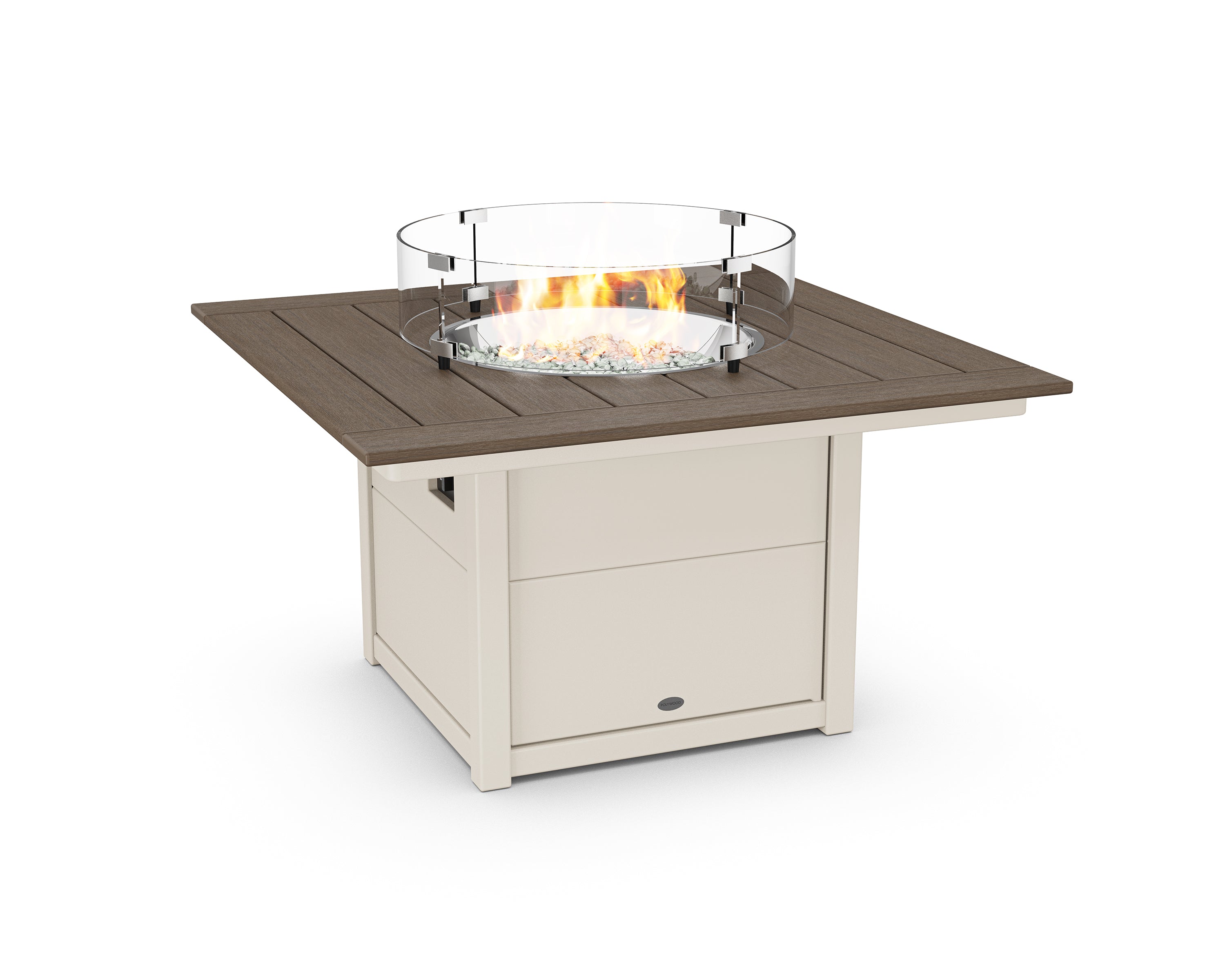 POLYWOOD® Square 42" Fire Pit Table in Sand / Kona