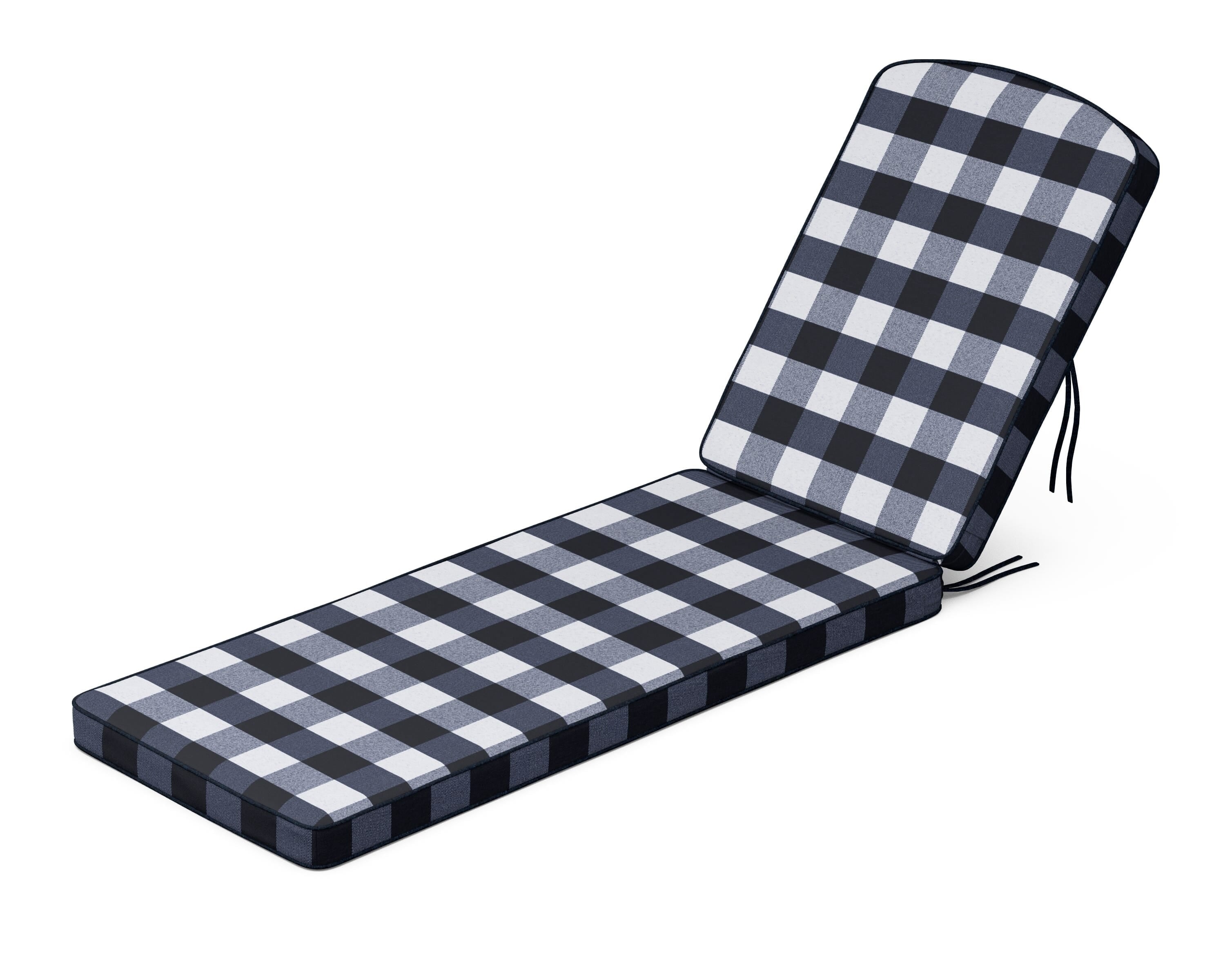 Martha Stewart by POLYWOOD® Chinoiserie Chaise Cushion in Buffalo Plaid Marine Indigo