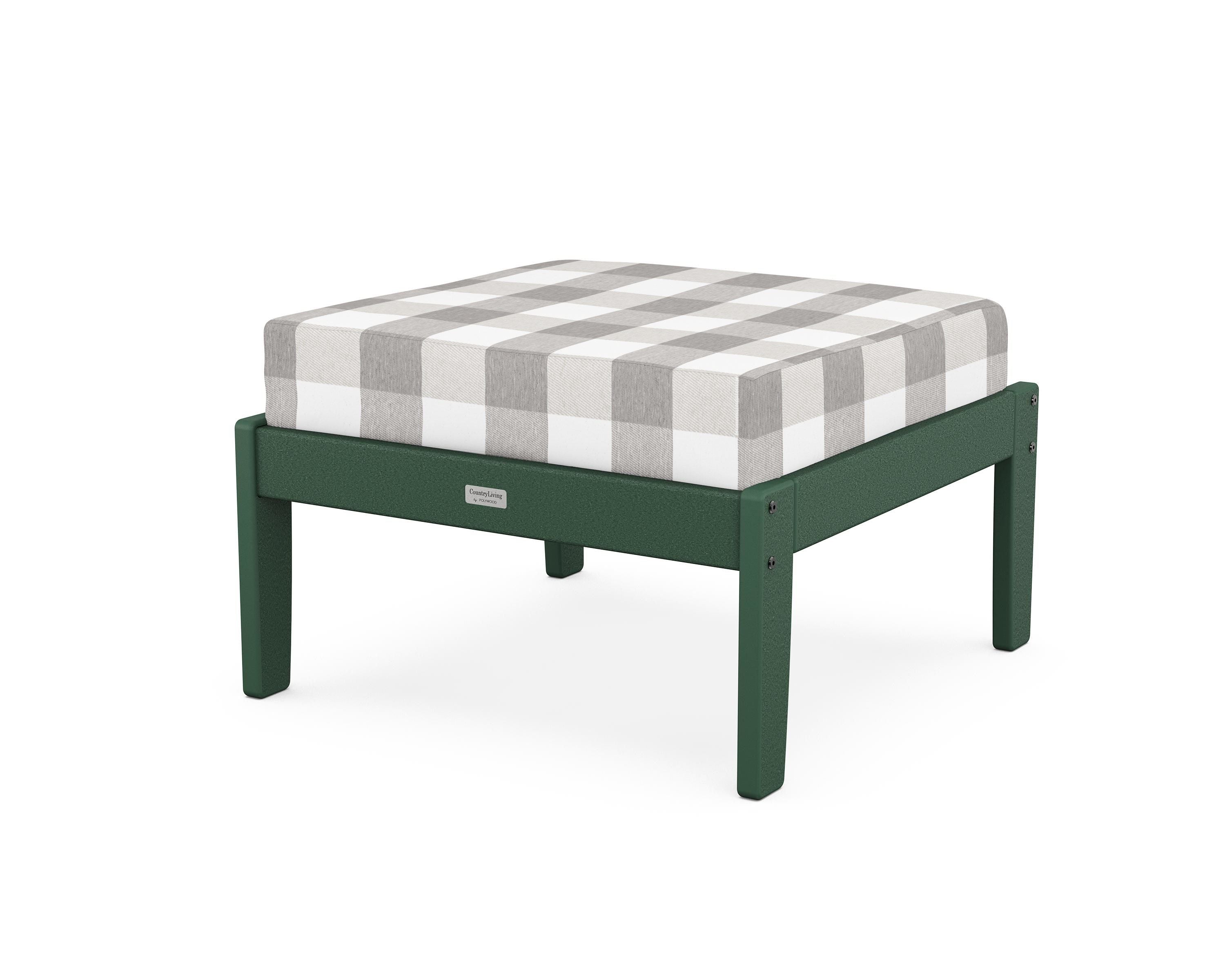 Country Living Cottage Deep Seating Ottoman in Green / Buffalo Plaid Grey Mist