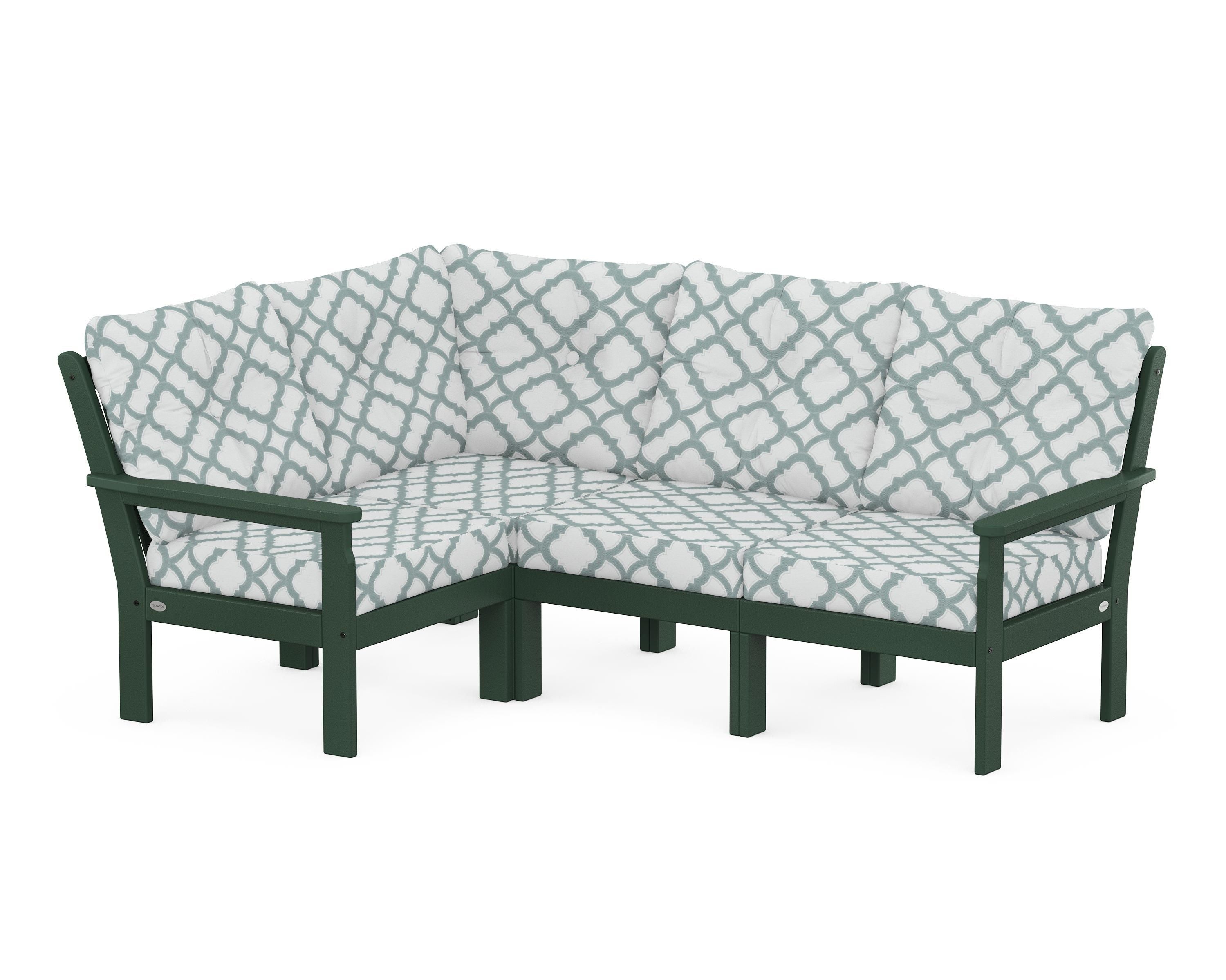 POLYWOOD® Vineyard 4-Piece Sectional in Green / Trellis Glacier Spa