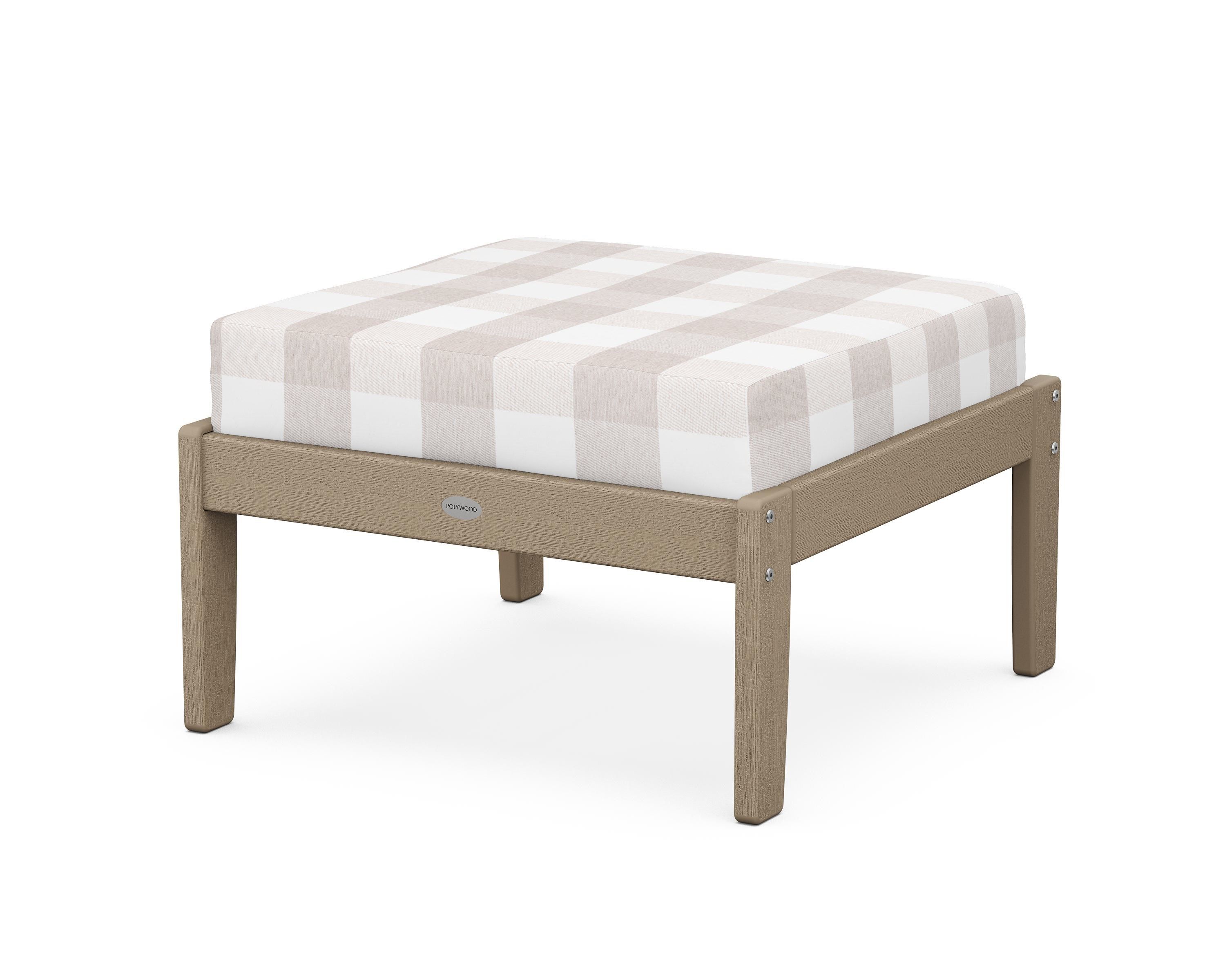 POLYWOOD® Braxton Deep Seating Ottoman in Vintage Sahara / Buffalo Plaid Dune Burlap