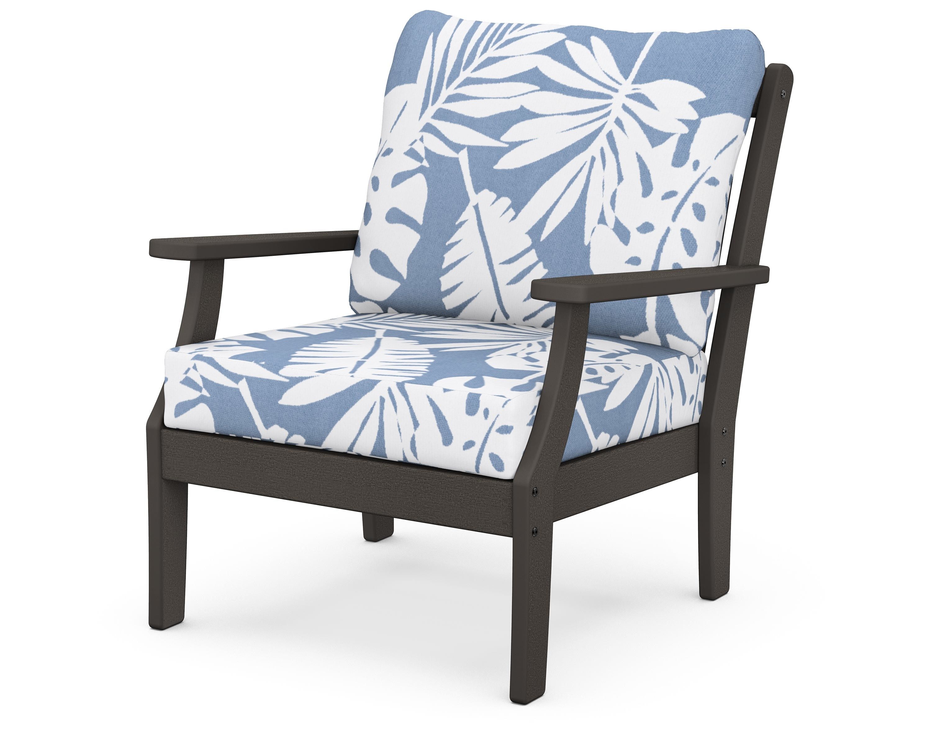POLYWOOD® Braxton Deep Seating Chair in Vintage Coffee / Leaf Sky Blue