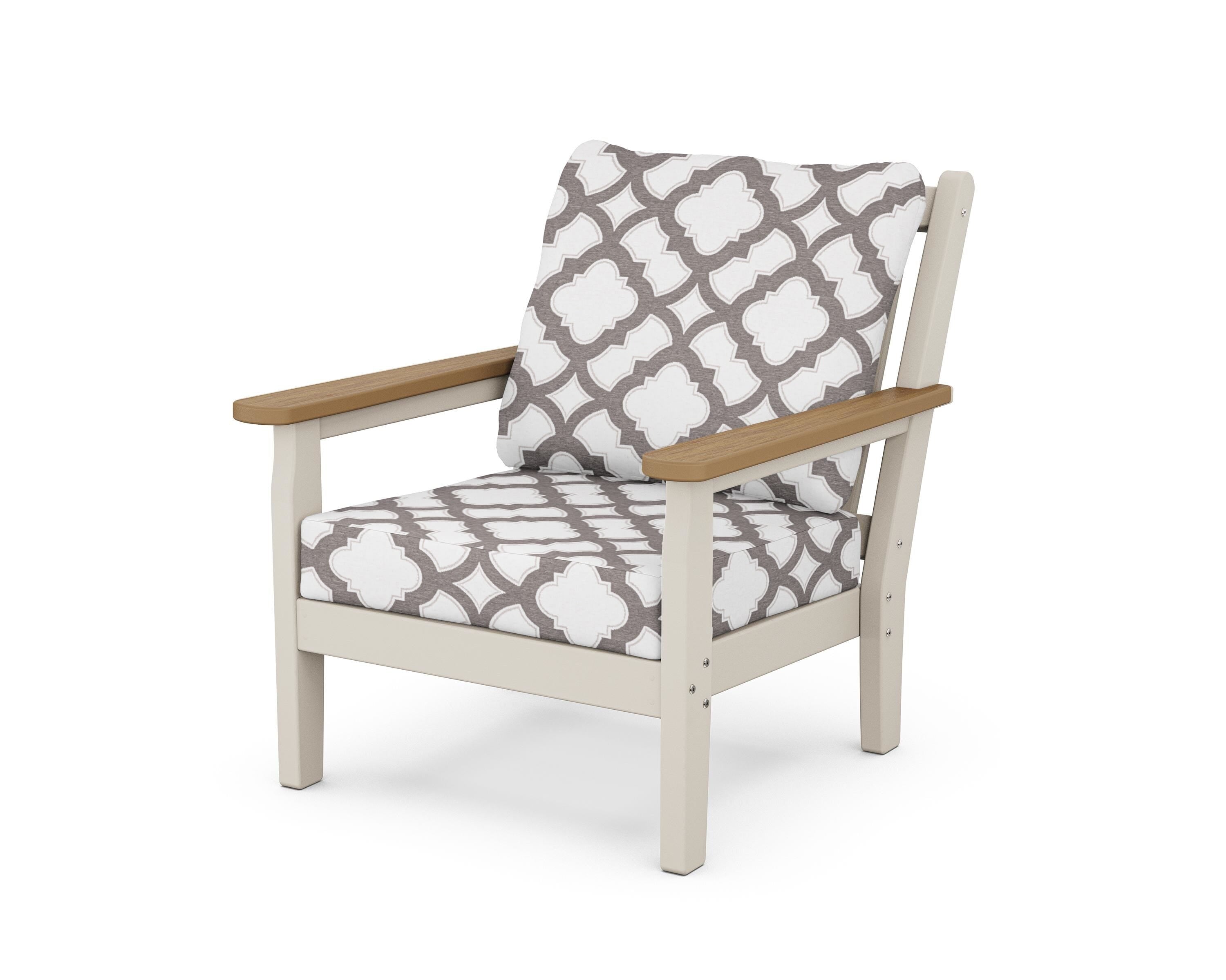 POLYWOOD® Chippendale Deep Seating Chair in Sand / Natural / Trellis Grey Mist