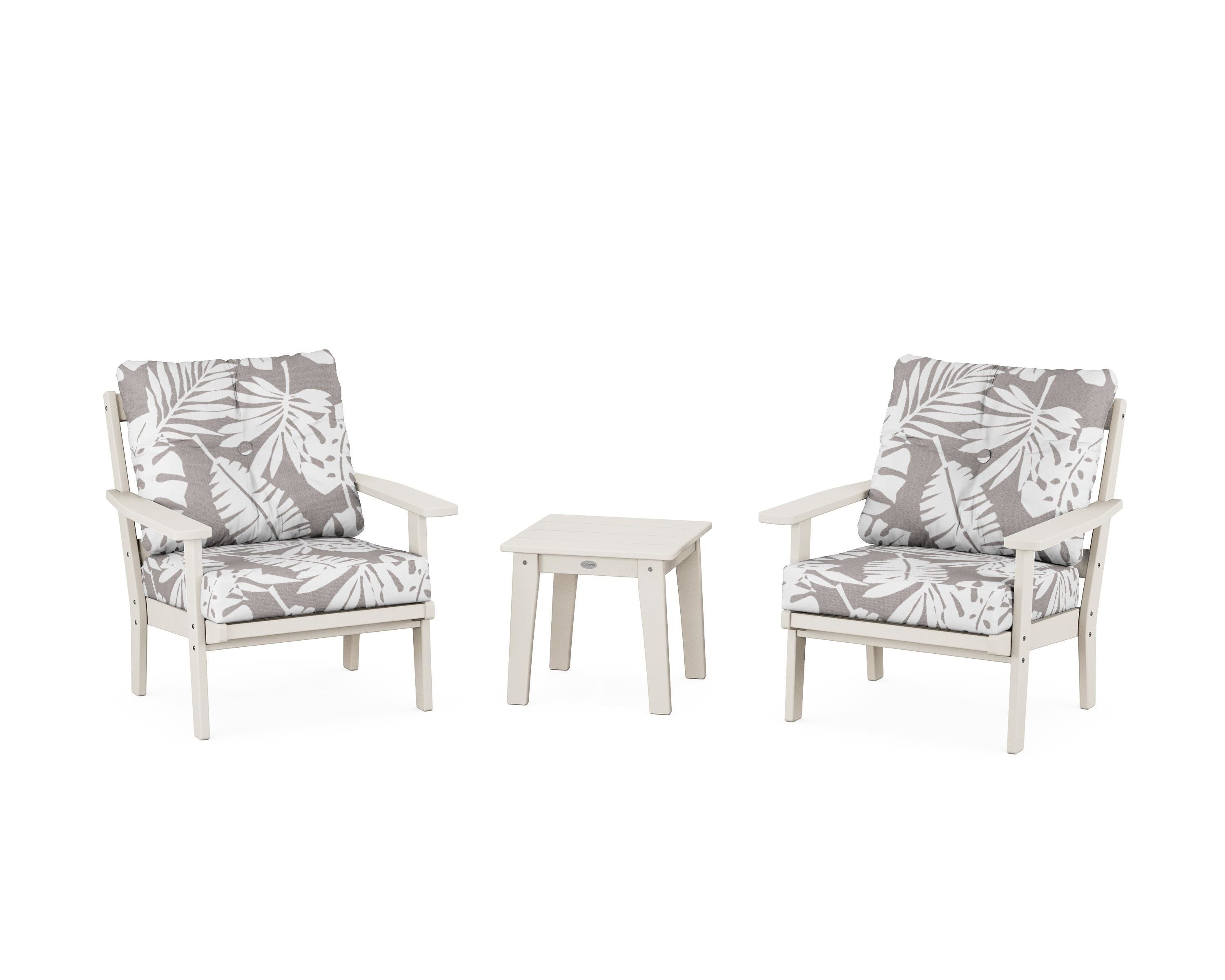POLYWOOD® Oxford 3-Piece Deep Seating Set in Sand / Leaf Grey Mist