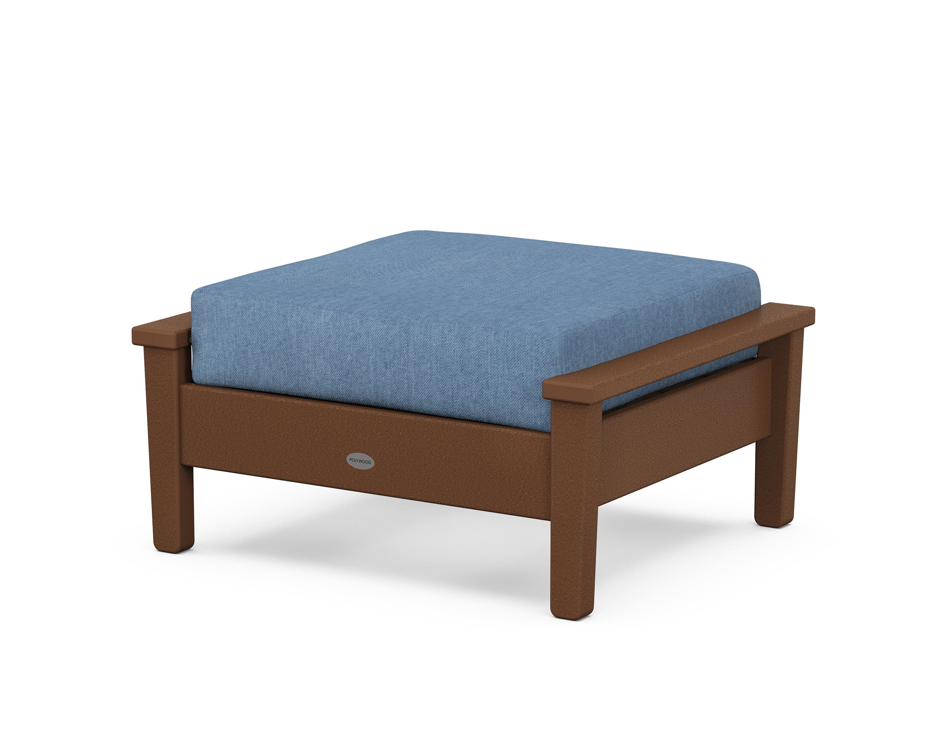 POLYWOOD® Prescott Deep Seating Ottoman in Teak / Sky Blue