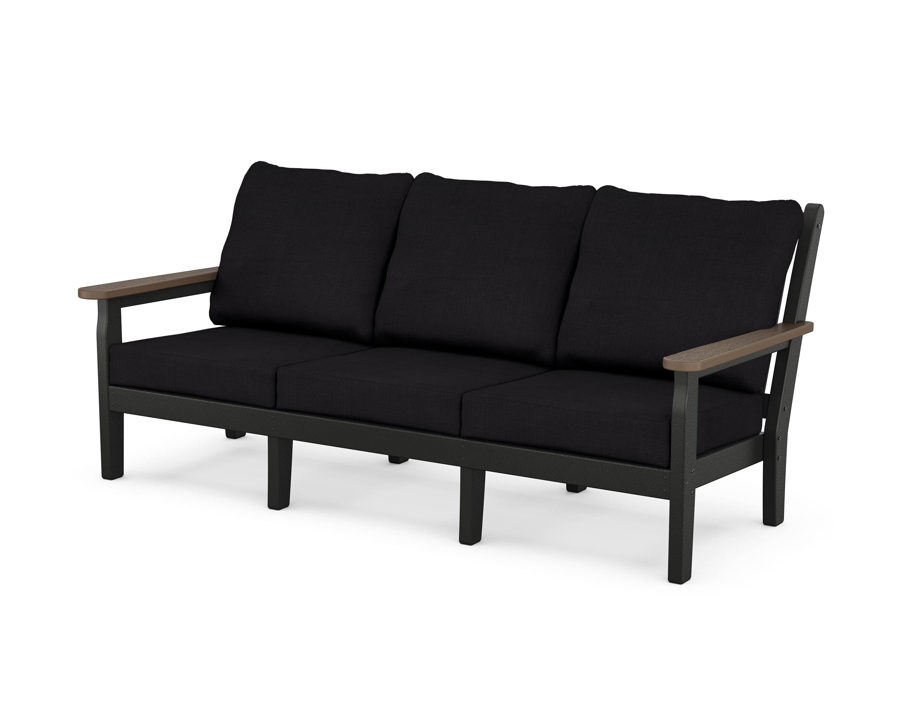 POLYWOOD® Chippendale Deep Seating Sofa in Black / Kona / Midnight Linen