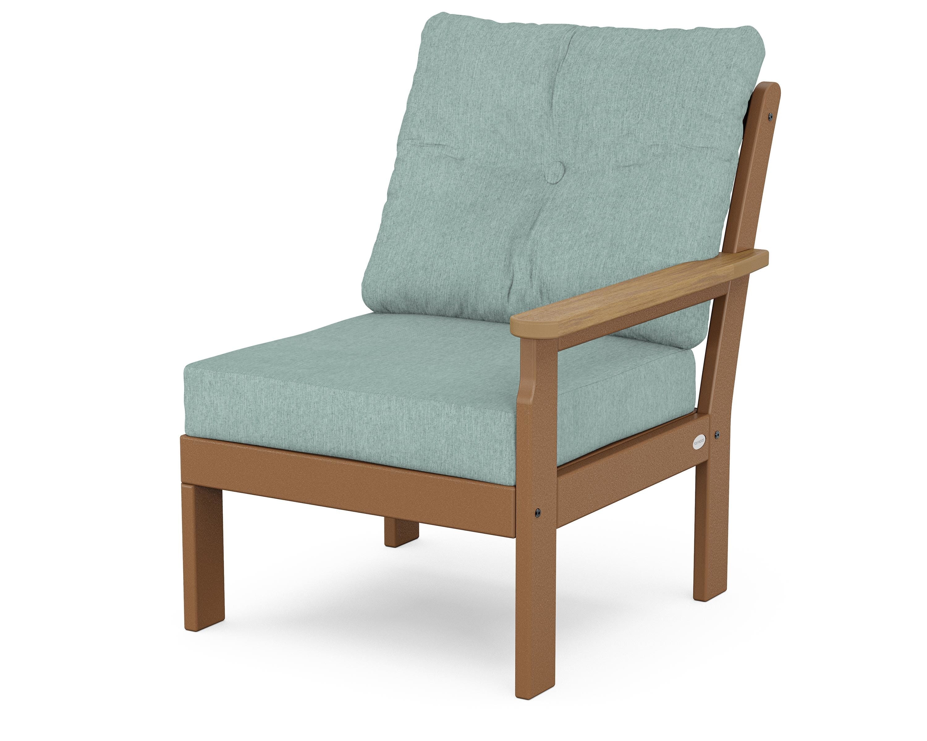 POLYWOOD® Vineyard Modular Right Arm Chair in Teak / Natural / Glacier Spa