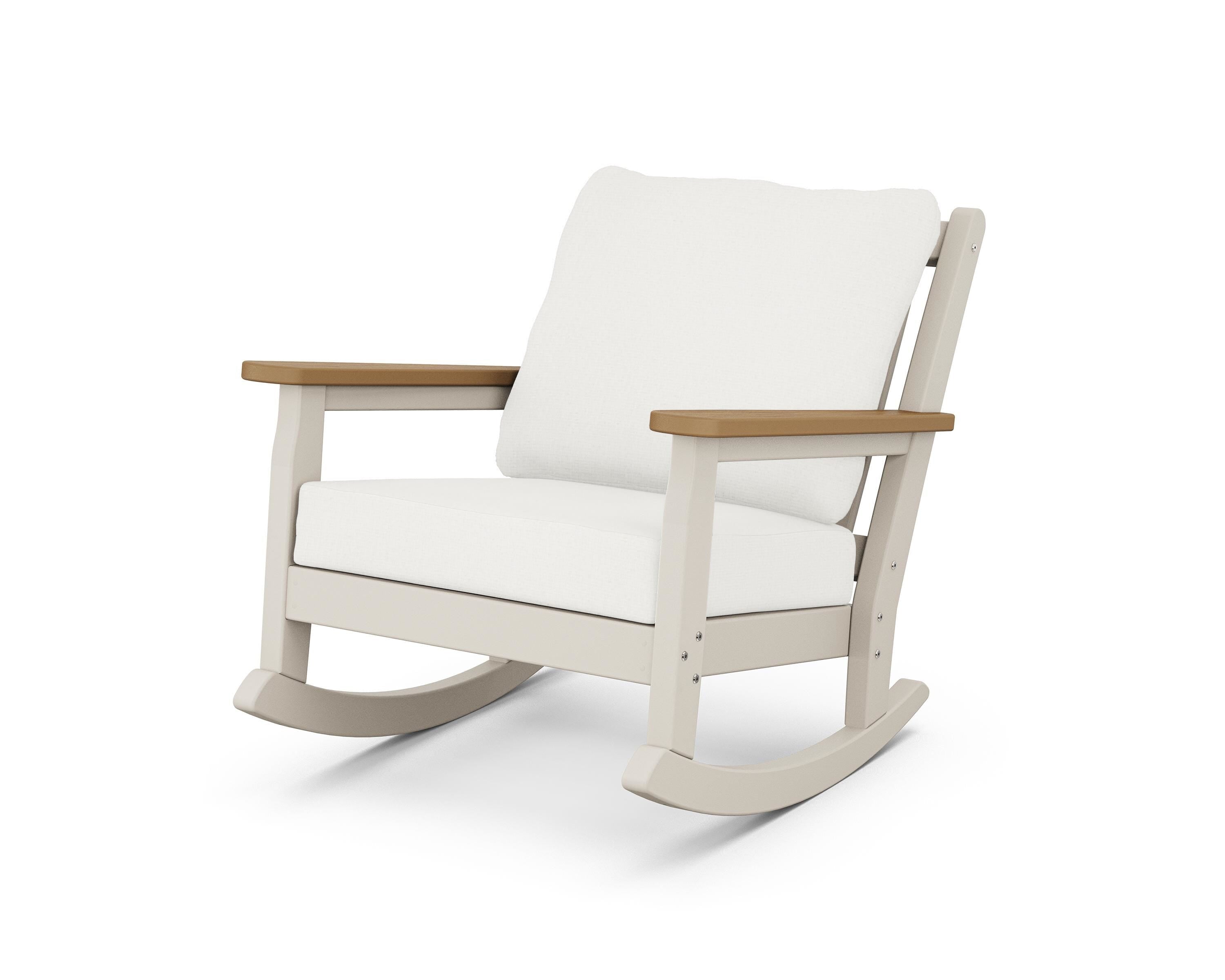 POLYWOOD® Chippendale Deep Seating Rocking Chair in Sand / Natural / Natural Linen
