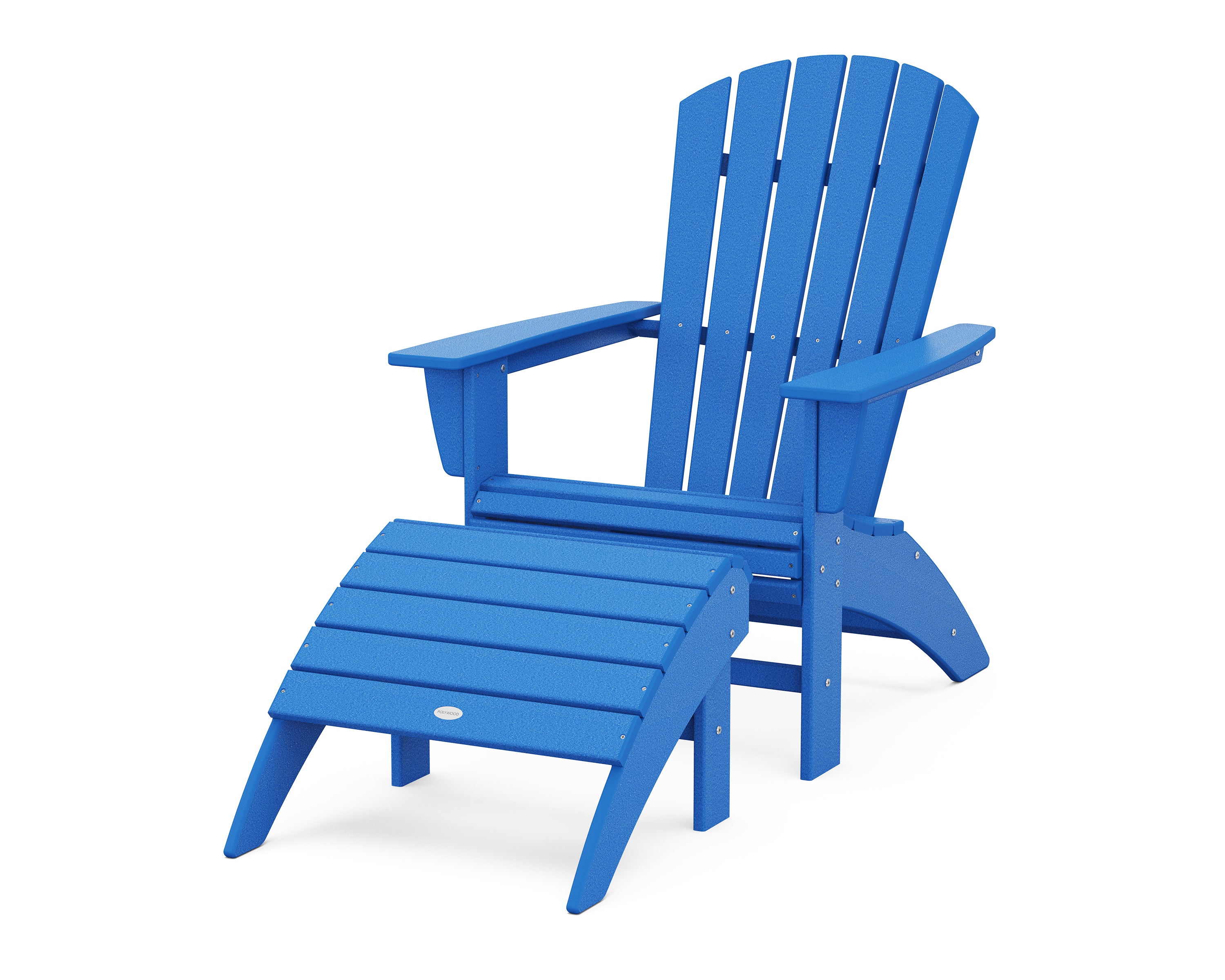 POLYWOOD® Nautical Curveback Adirondack Chair 2-Piece Set with Ottoman in Pacific Blue
