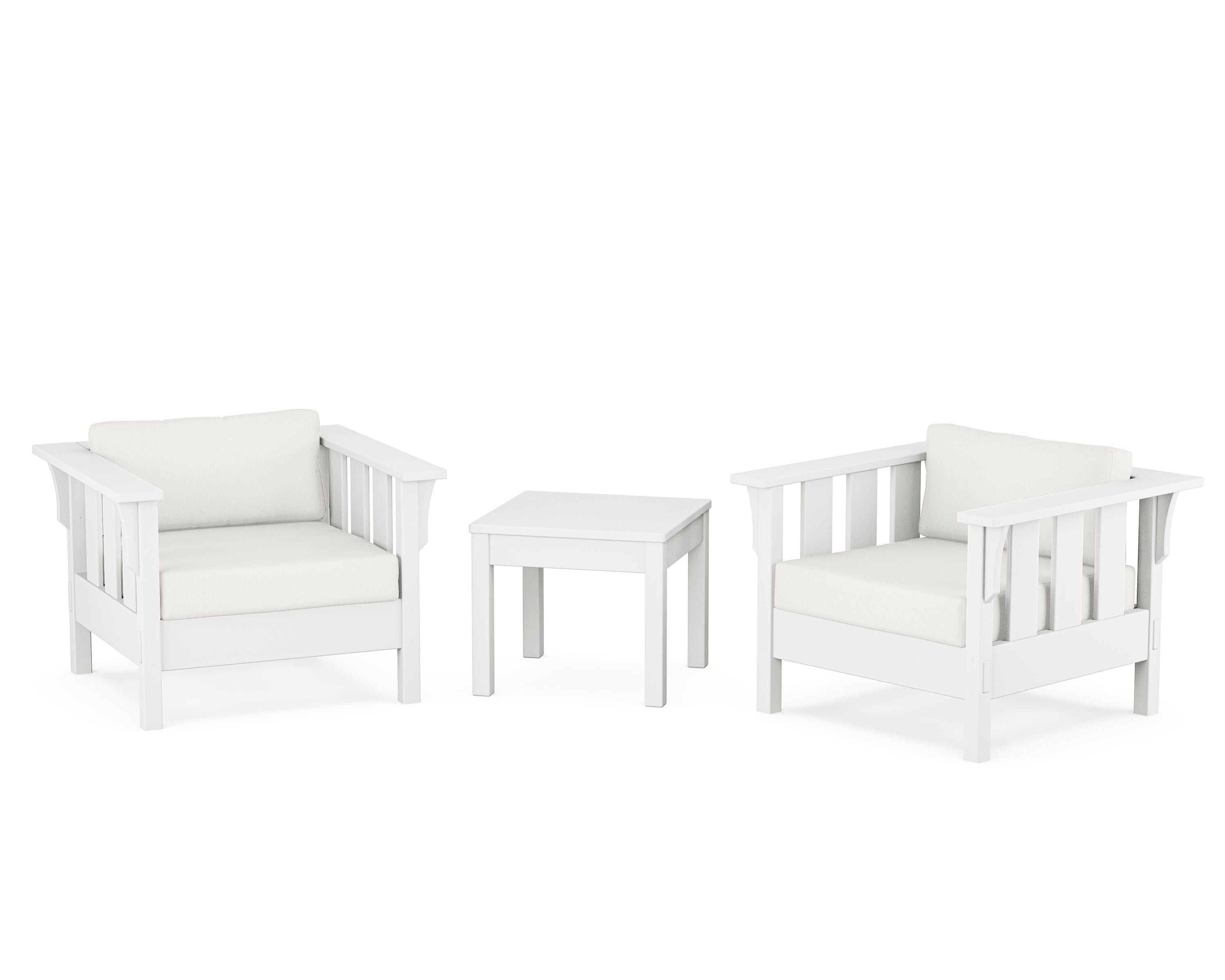Martha Stewart by POLYWOOD® Acadia 3-Piece Deep Seating Set in White / Natural Linen