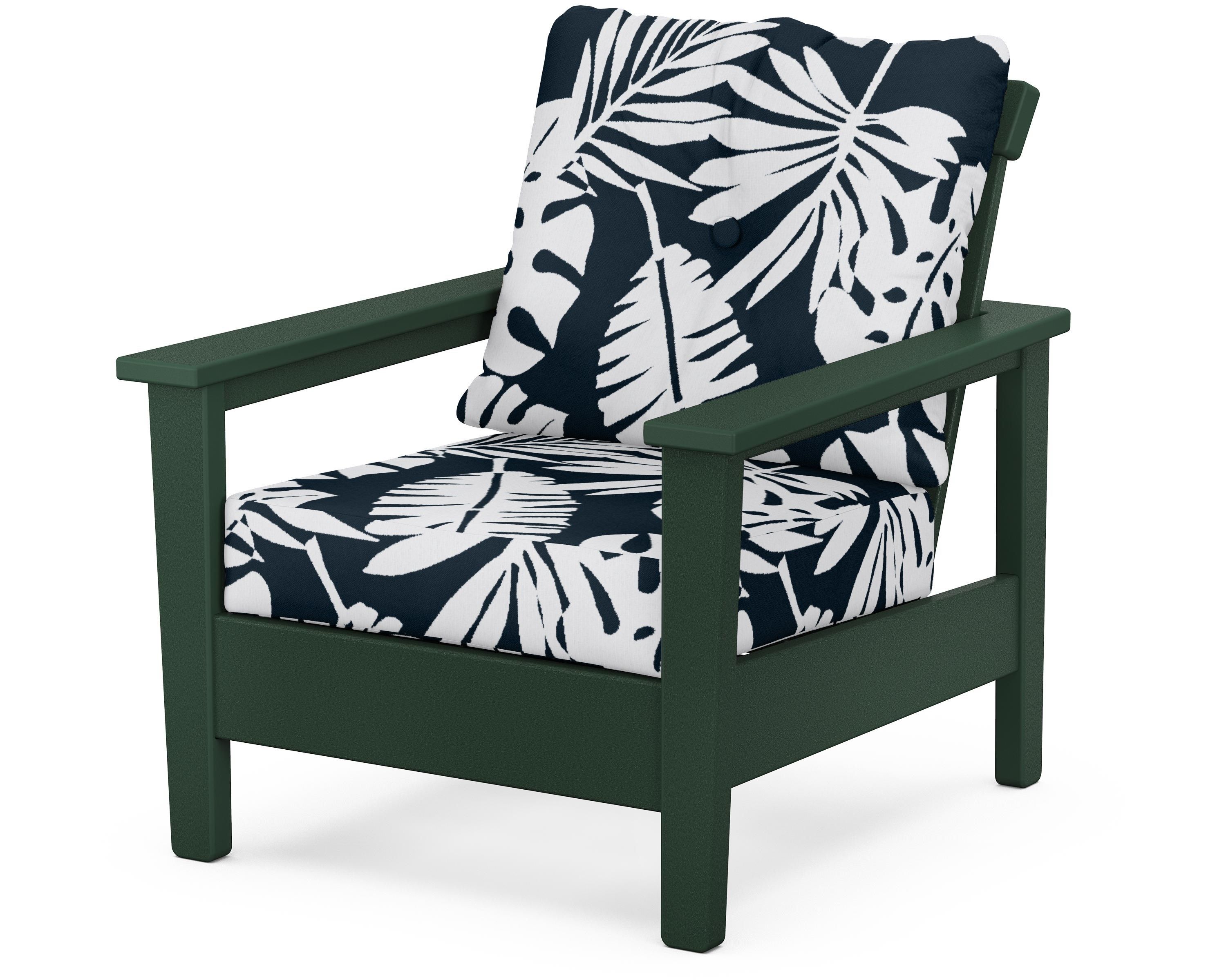 POLYWOOD® Prescott Deep Seating Chair in Green / Leaf Marine Indigo