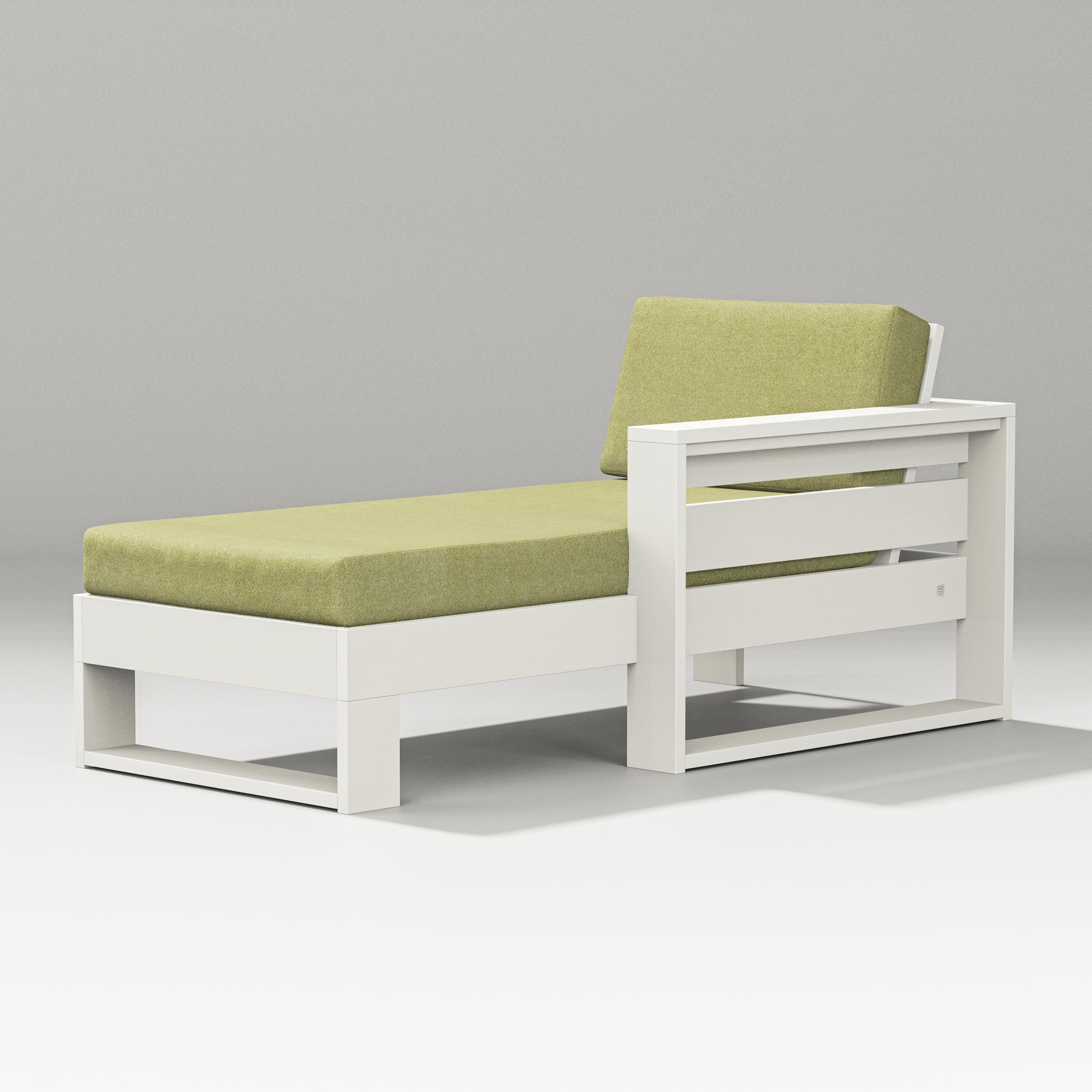 PW Designer Series Latitude Modular Right Arm Chaise in Vintage White / Chartreuse Boucle
