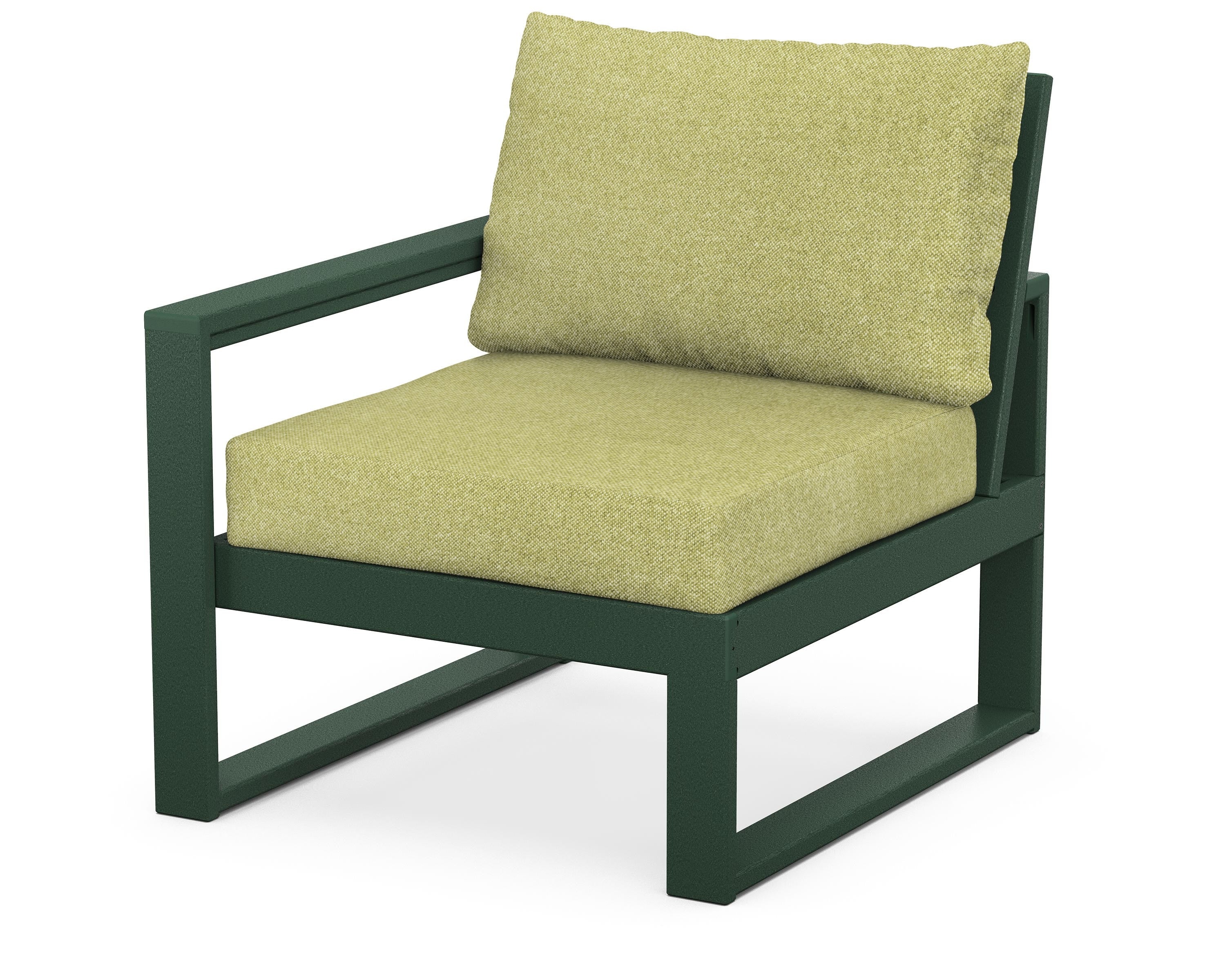 POLYWOOD® EDGE Modular Left Arm Chair in Green / Chartreuse Boucle