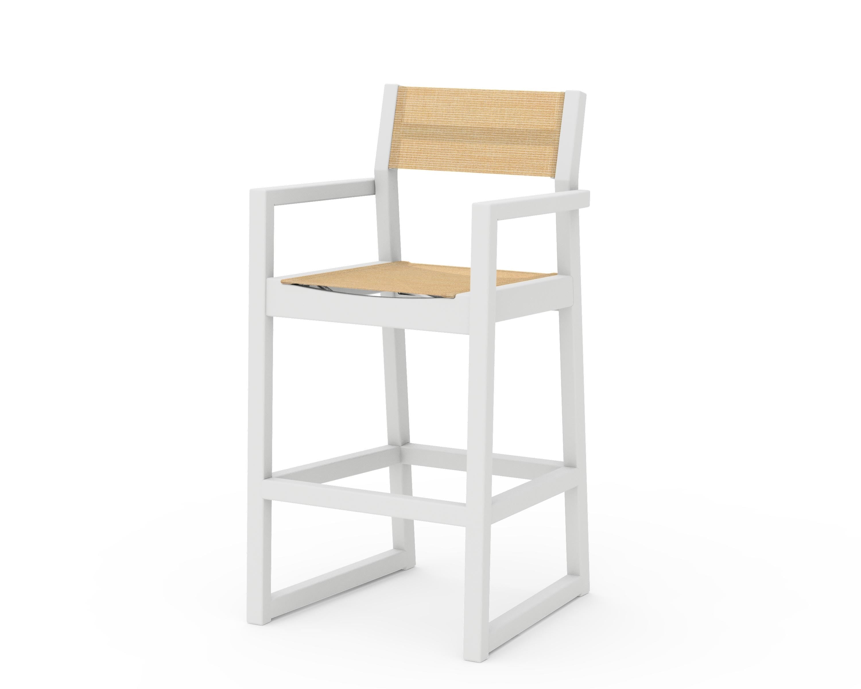 POLYWOOD® EDGE Sling Bar Arm Chair in White / Dupioni Apricot Sling
